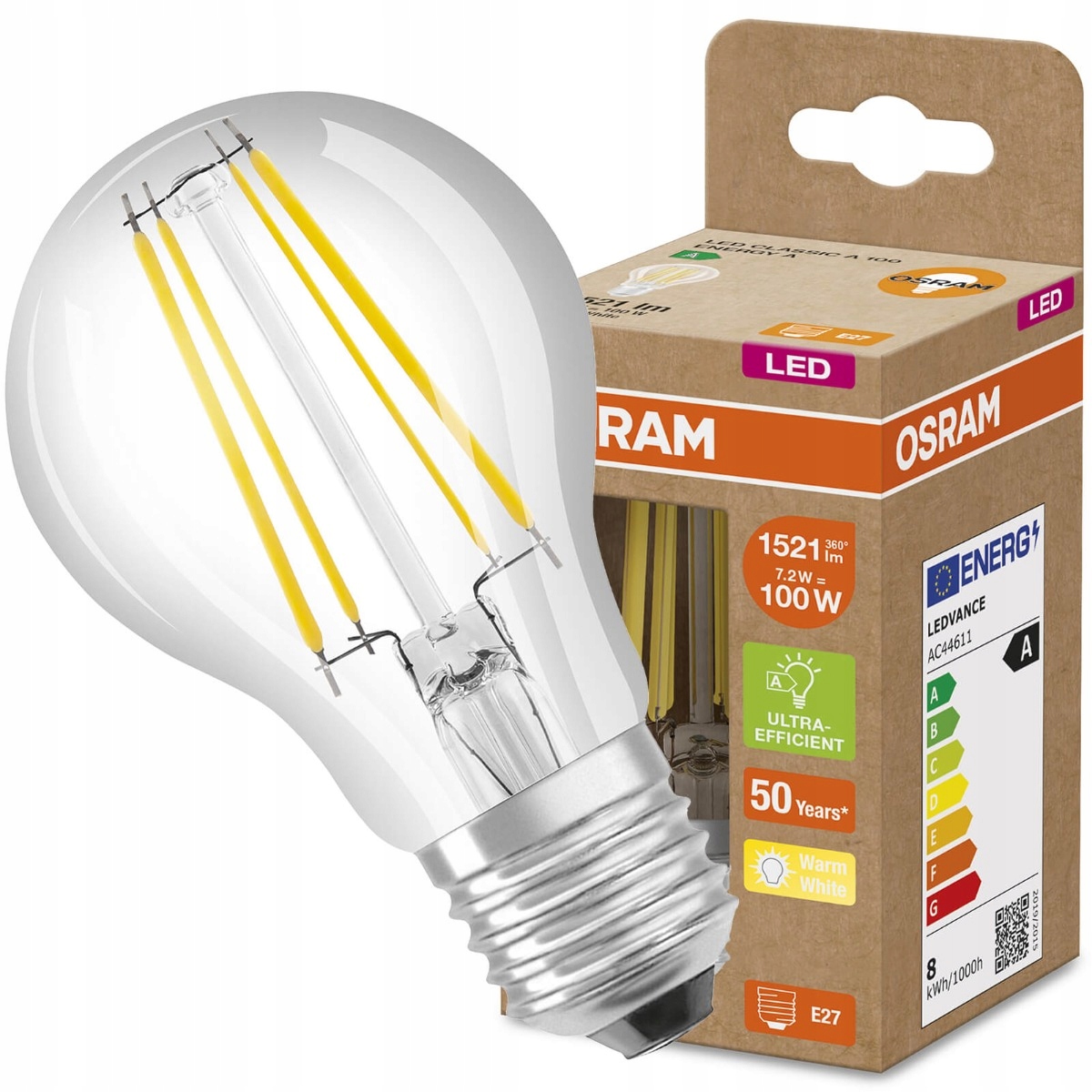 Żarówka Led A60 E27 7,2W 100W 3000K 211lm/W Osram