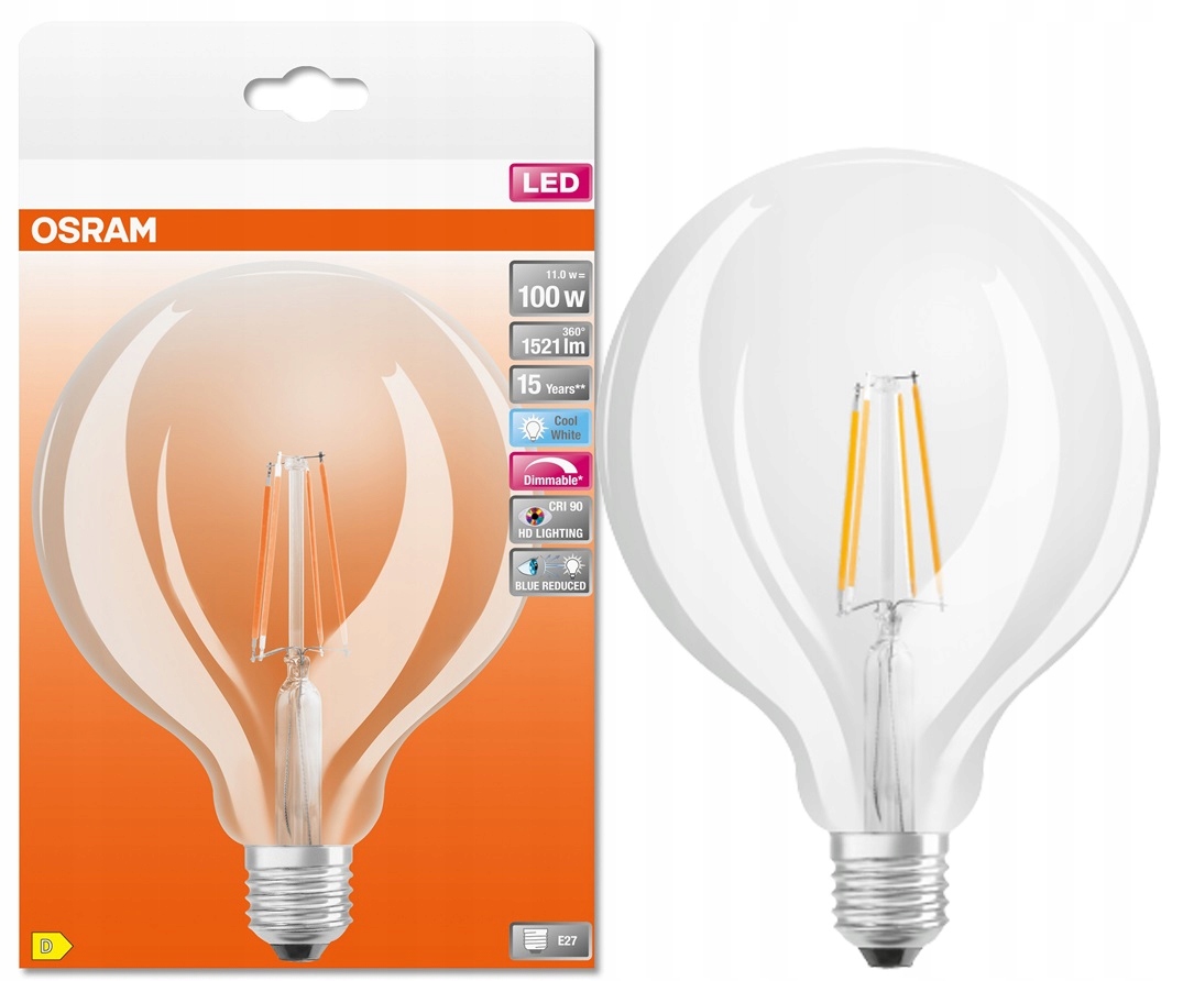 Osram Led żarówka kula G125 11W barwa 4000K DIM