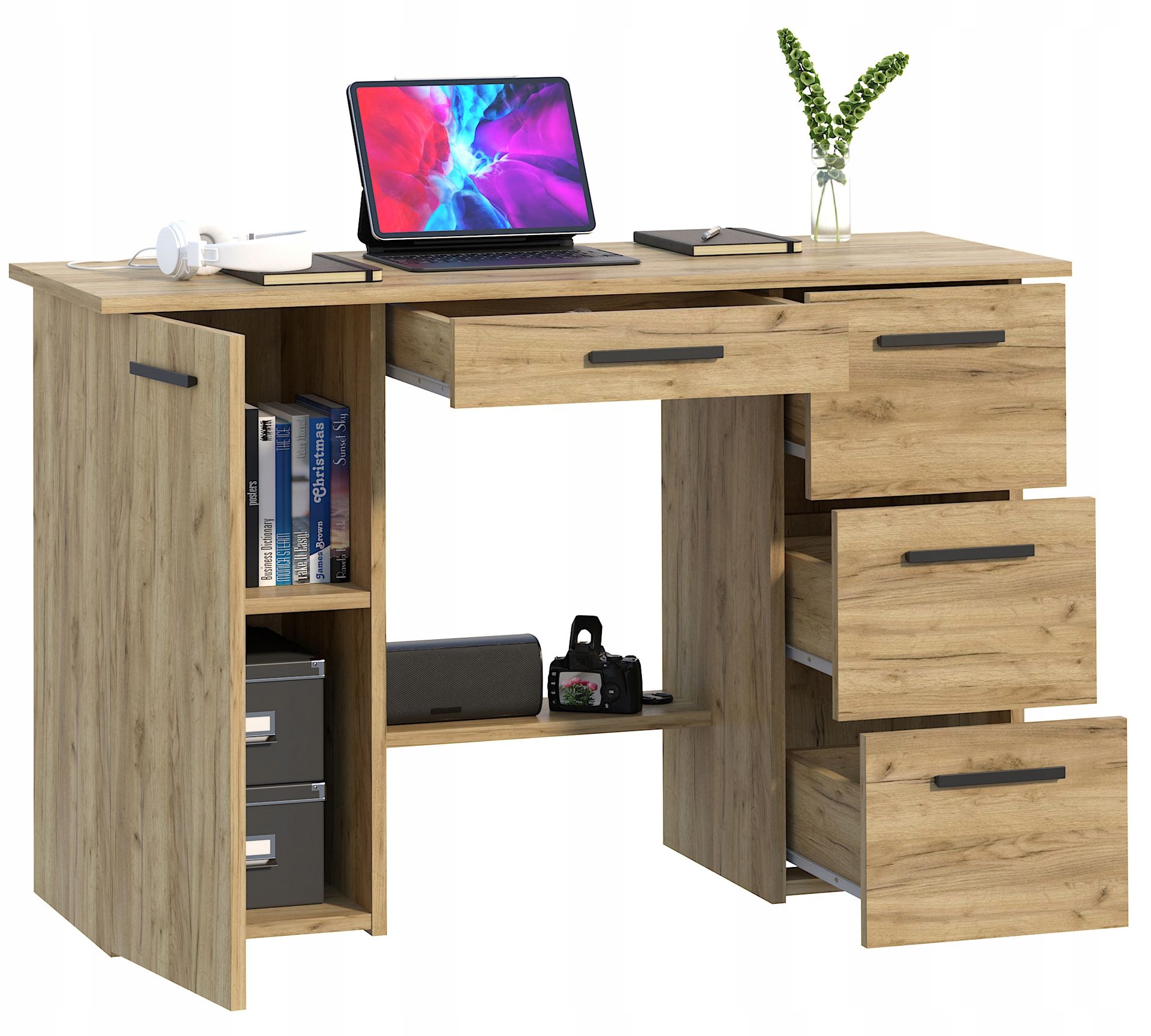 Biurko komputerowe z uchwytami nowoczesne Arizona B120 Dąb Craft