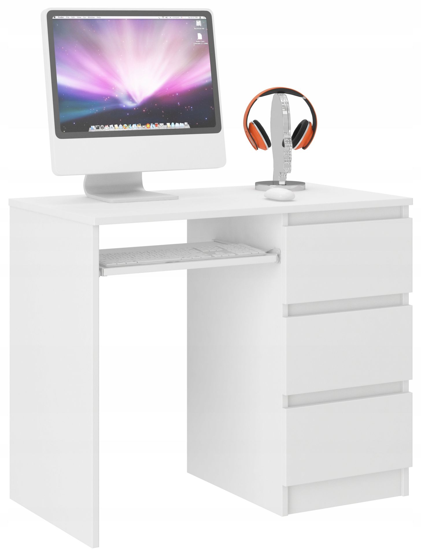 Biurko Komputerowe 96CM Stolik Stół Białe Prawe N3