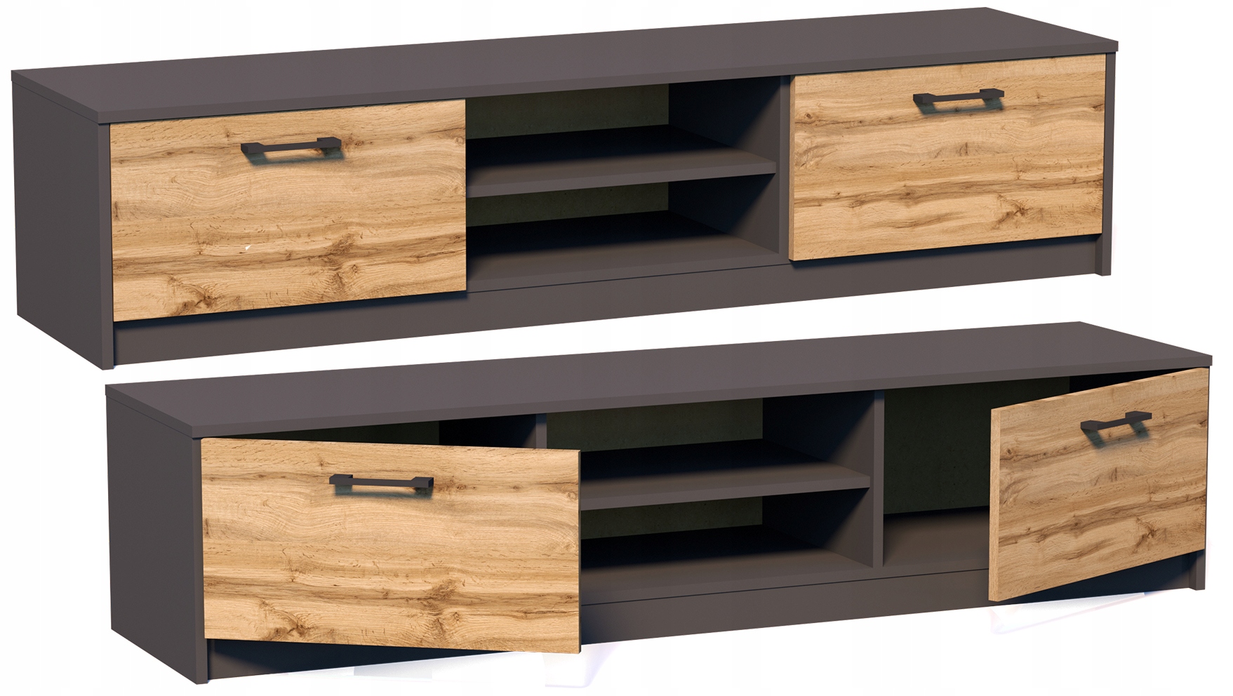 Szafka Rtv stolik z półką K028 Grafit-wotan 160cm