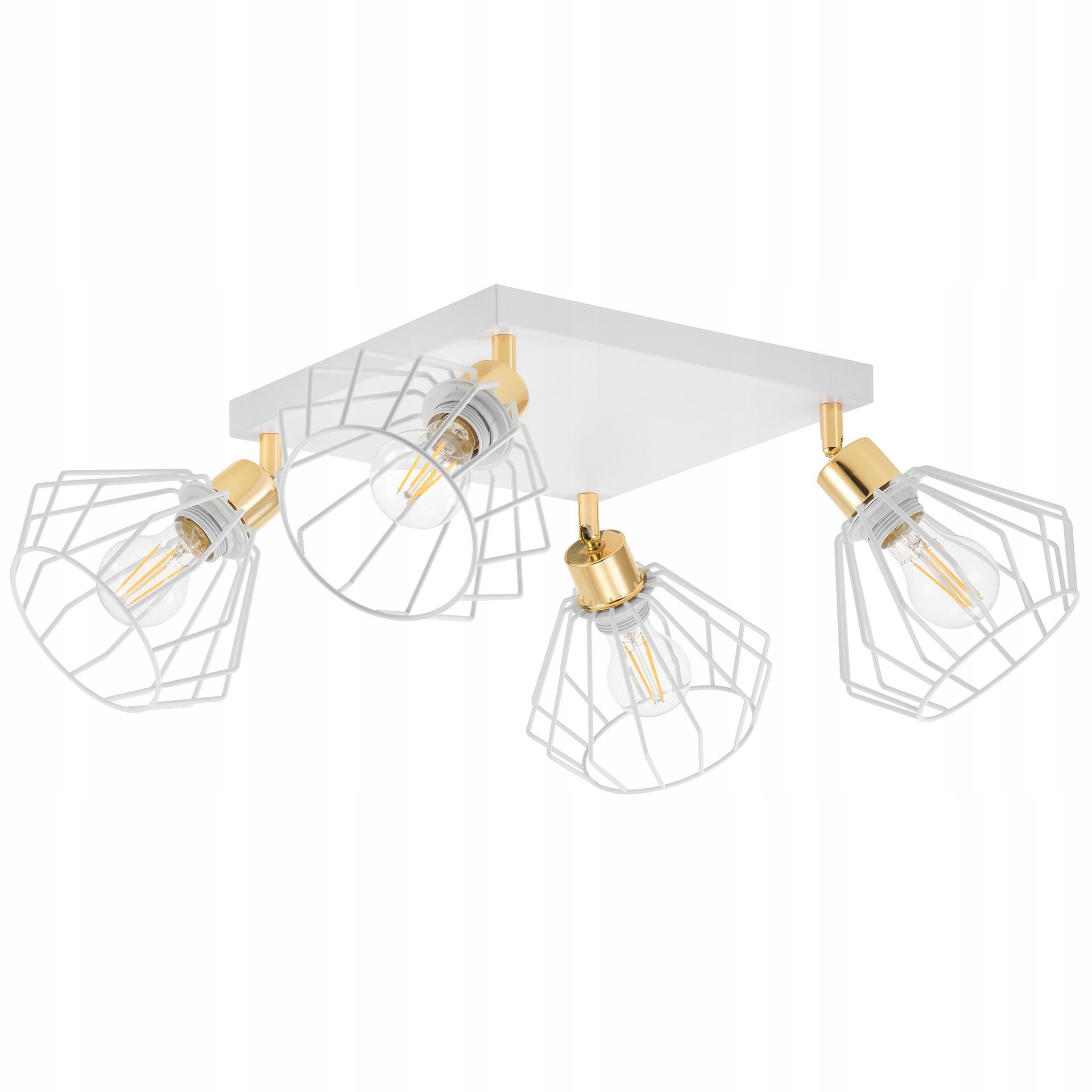 Lampa Wisząca Żyrandol Loft Druciany Biała Złota