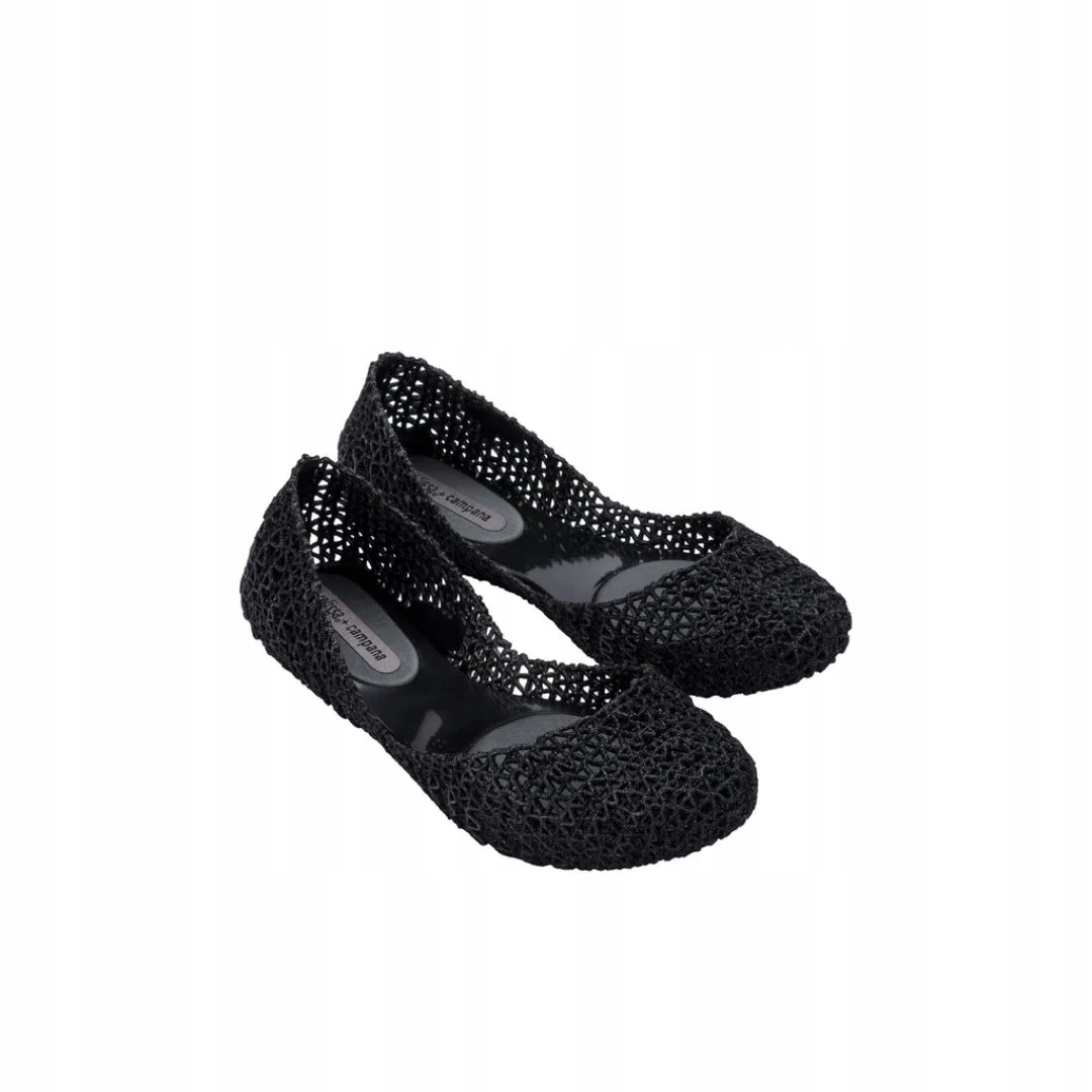 Melissa Baleriny Damskie Czarne Campana Papel VII Ad Black Glitter 38