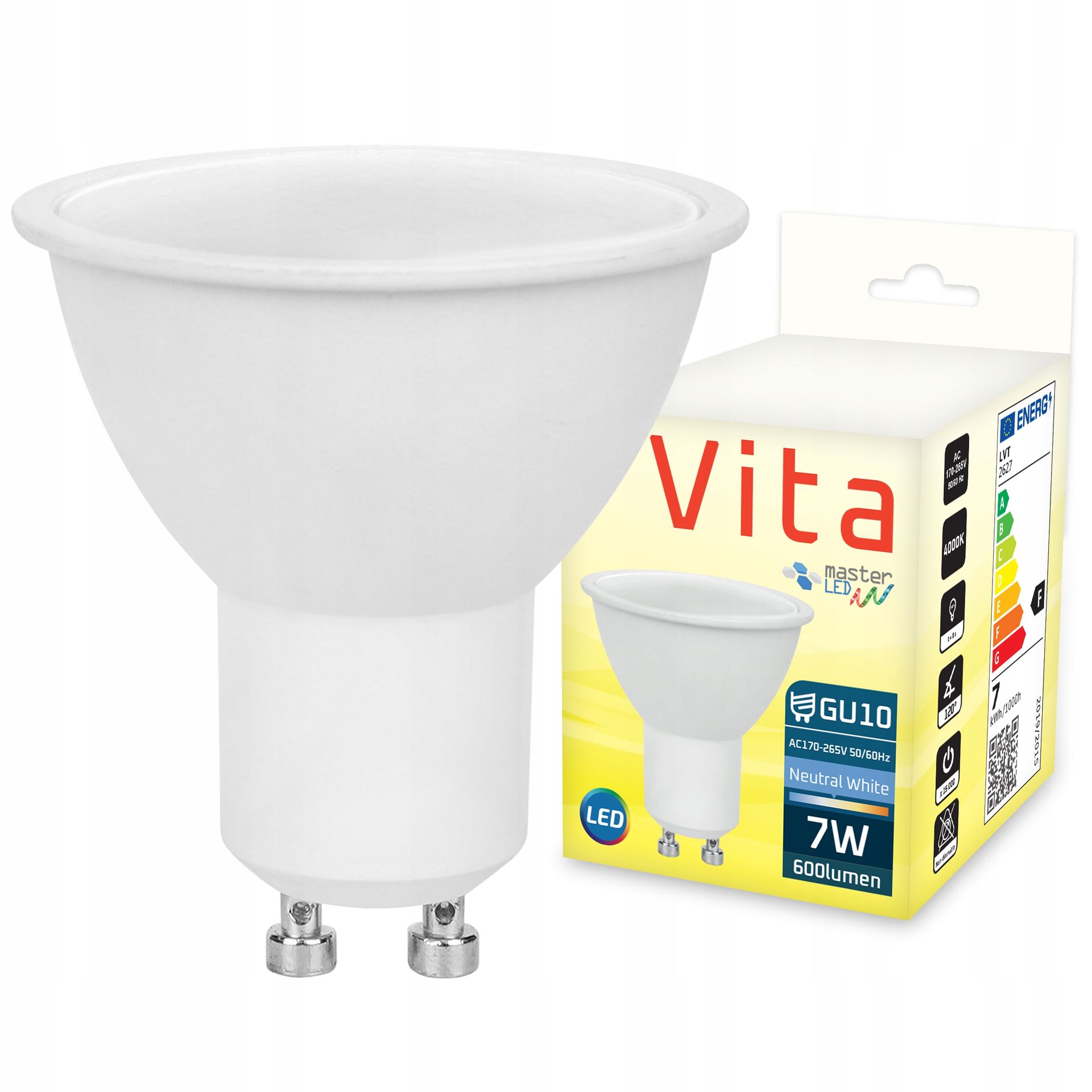 Żarówka Led biały neutralny 4000K dioda GU10 2835 7W 230V