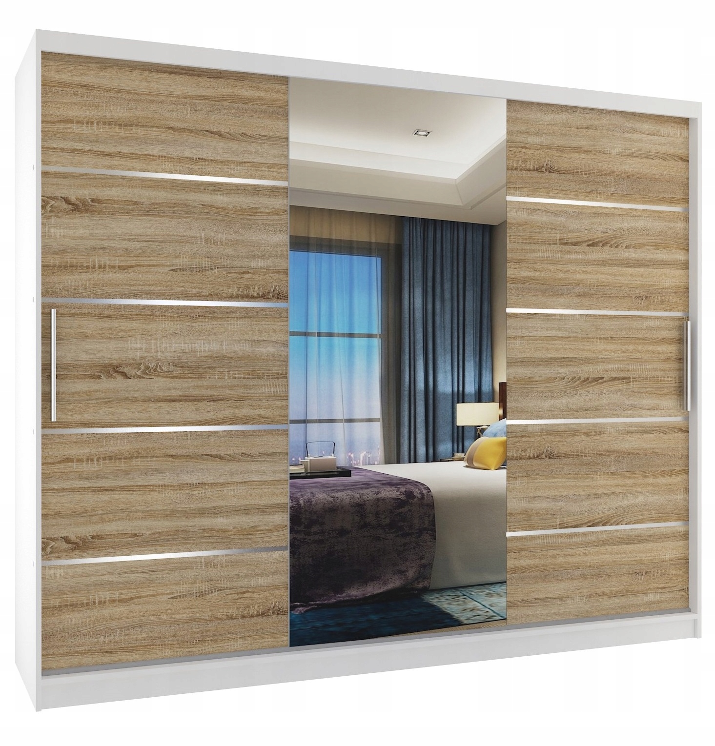 Szafa przesuwna Premium z lustrem Szuflady 235 cm