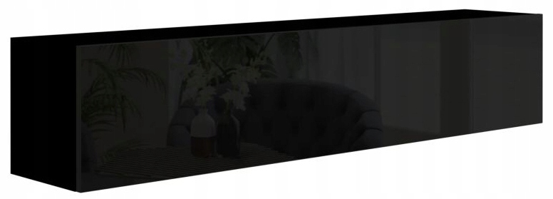 Duża szafka wisząca pozioma czarna 175 cm Premium