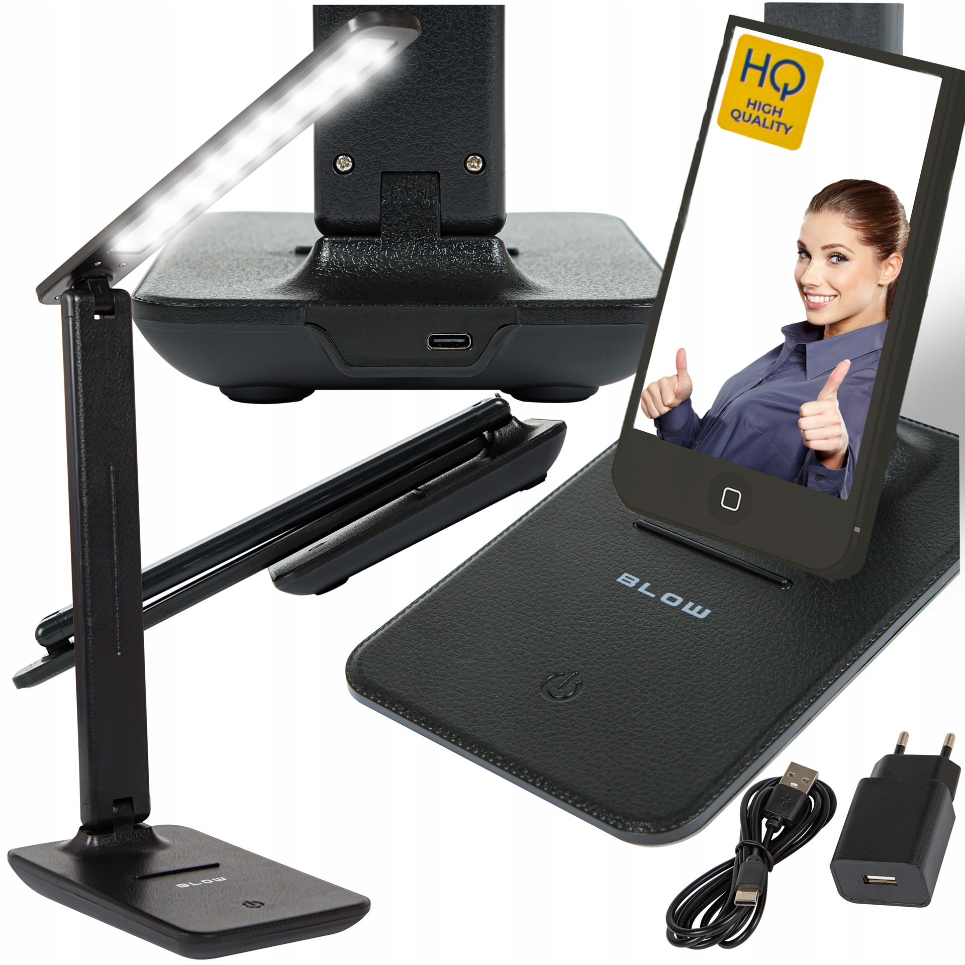 Lampka Nocna Led Do Czytania Na Biurko 3 Barwy Kreślarska Usb-c Hq Dotykowa