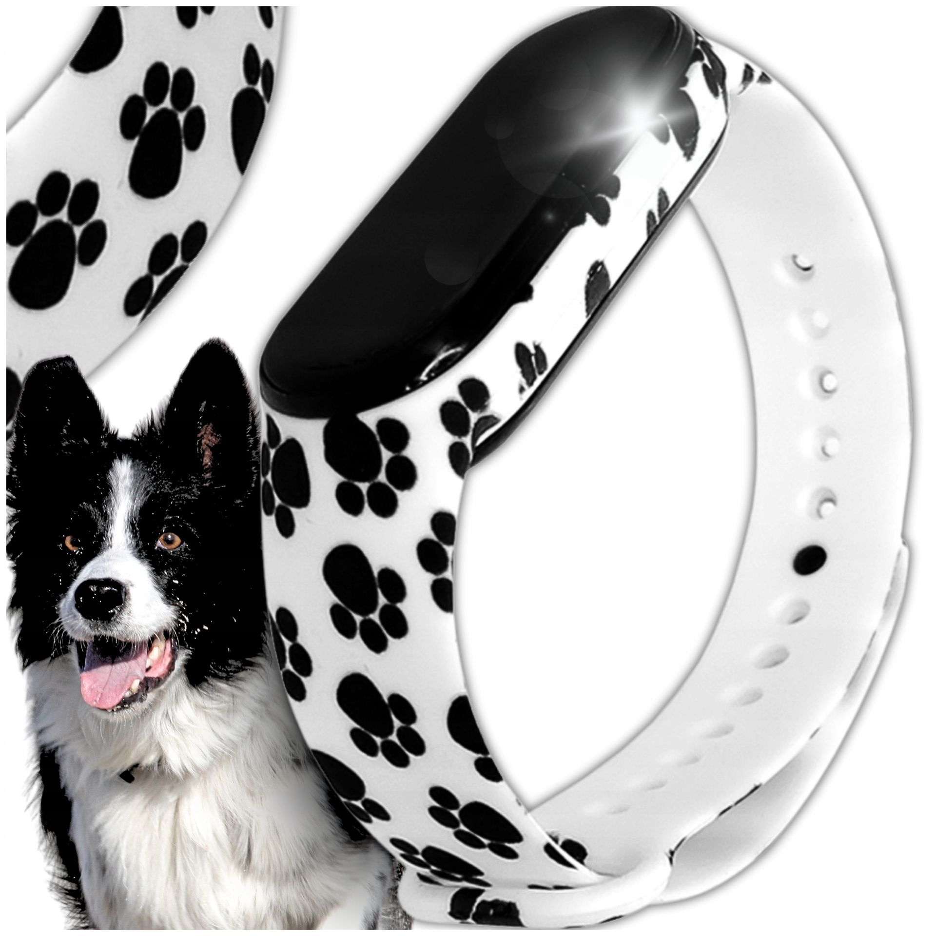 Pasek opaska do xiaomi mi band 5 6 7 dla dzieci biała pies łapki kot