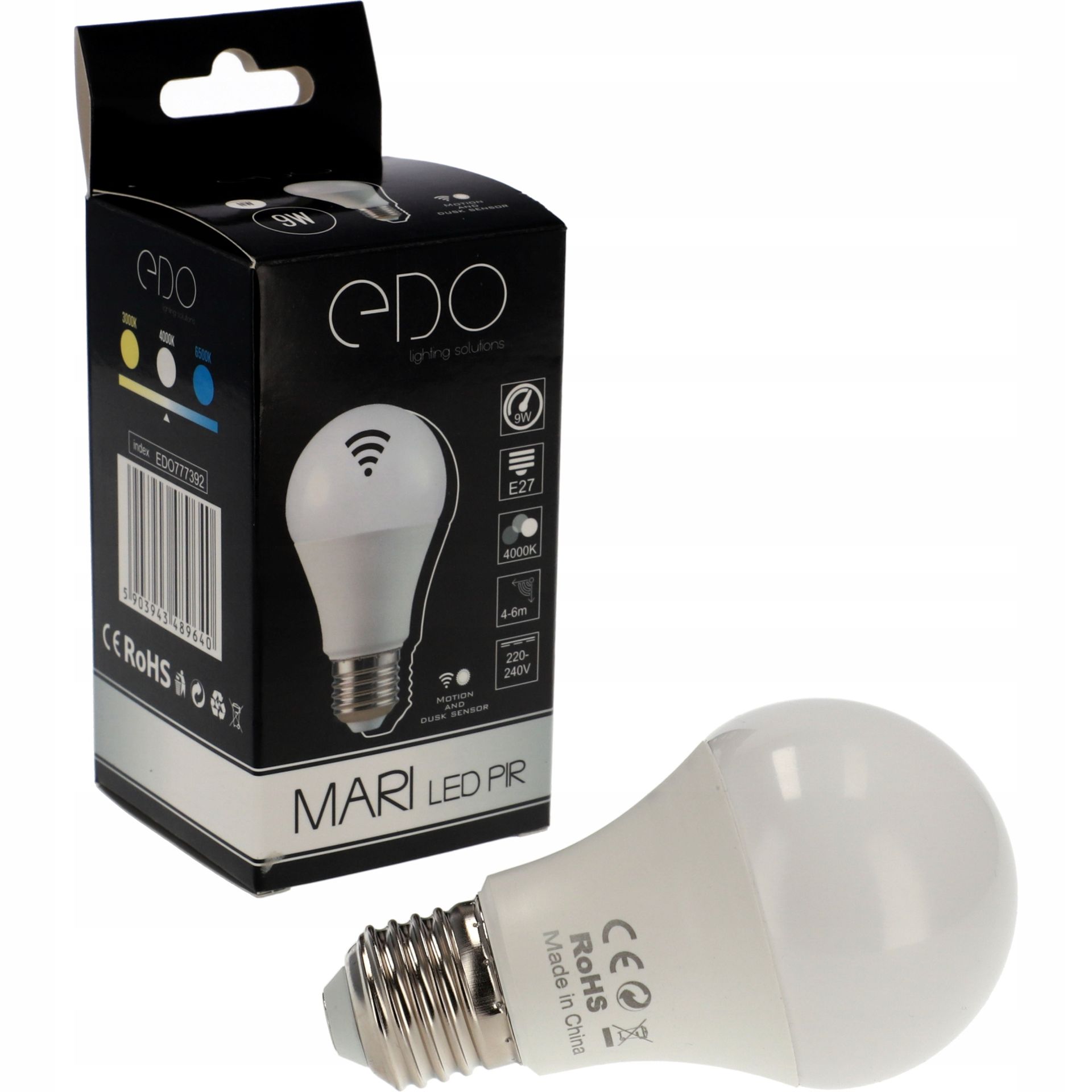 Żarówka Led E27 9W 4000K Czujnik Ruchu I Zmierzchu