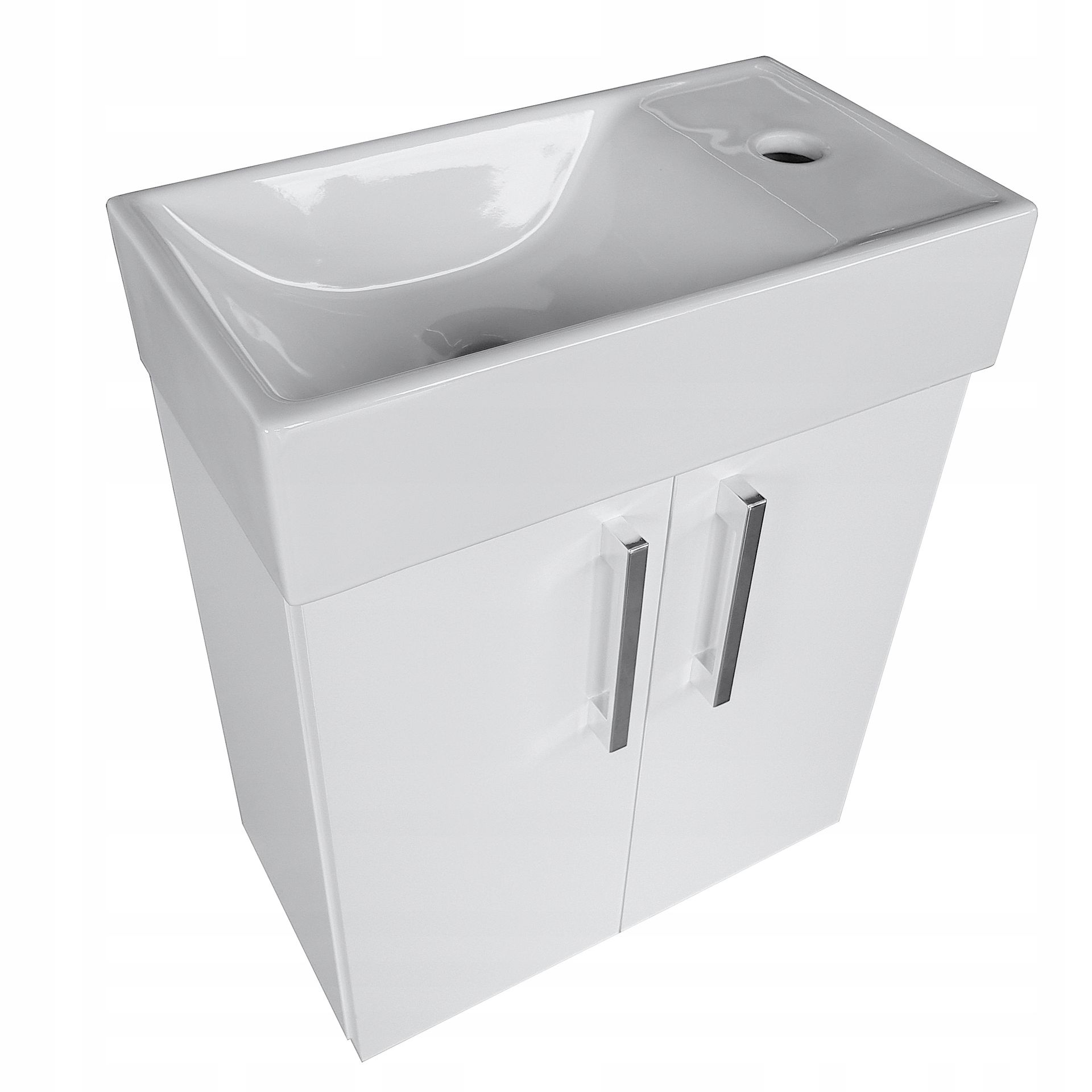 Mała szafka łazienkowa wisząca z umywalką lewa/prawa drzwi praktyczna biała