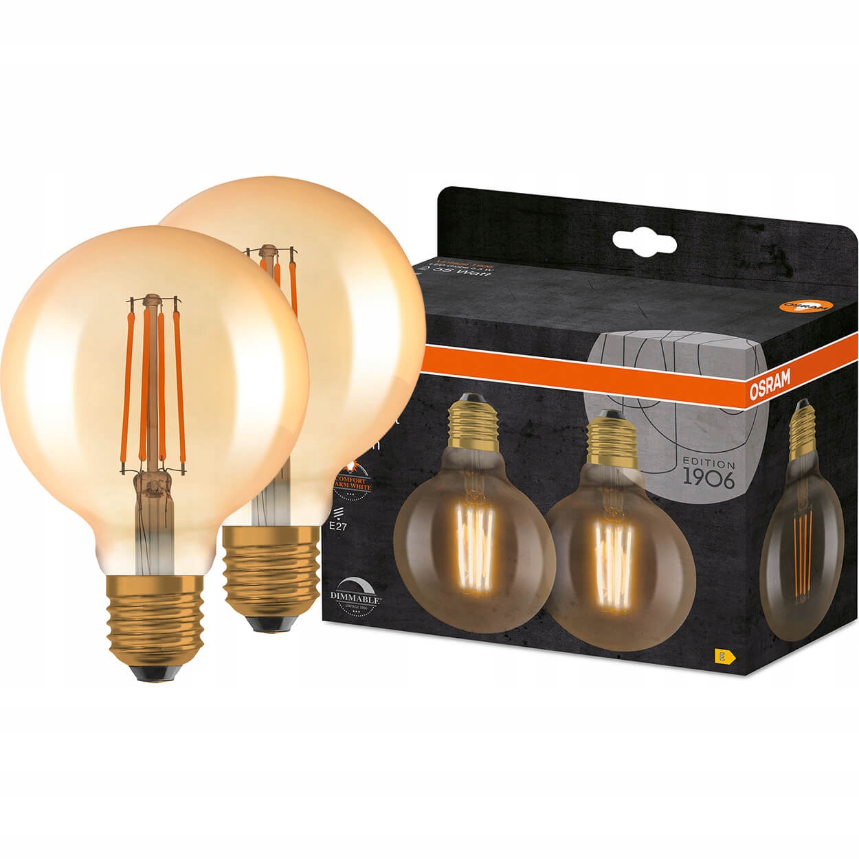 2x Żarówka Ozdobna Led E27 6,5W Ściemnialna Osram