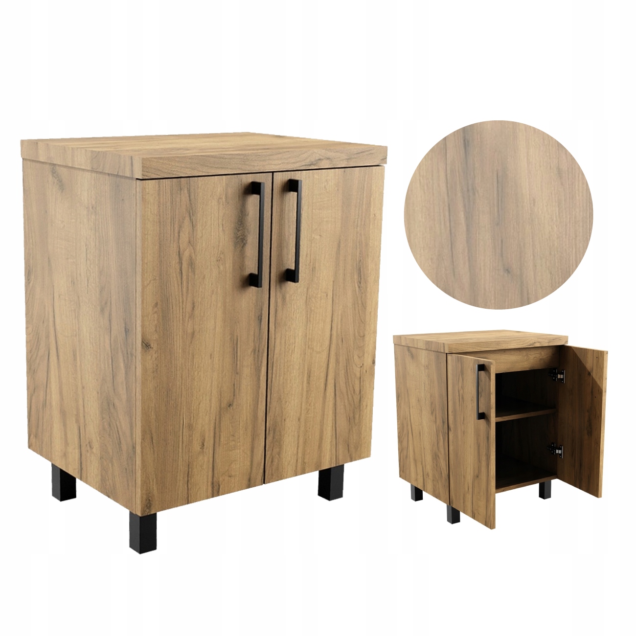 Szafka Łazienkowa Stojąca Pod Umywalkę Dąb Złoty Craft 60cm