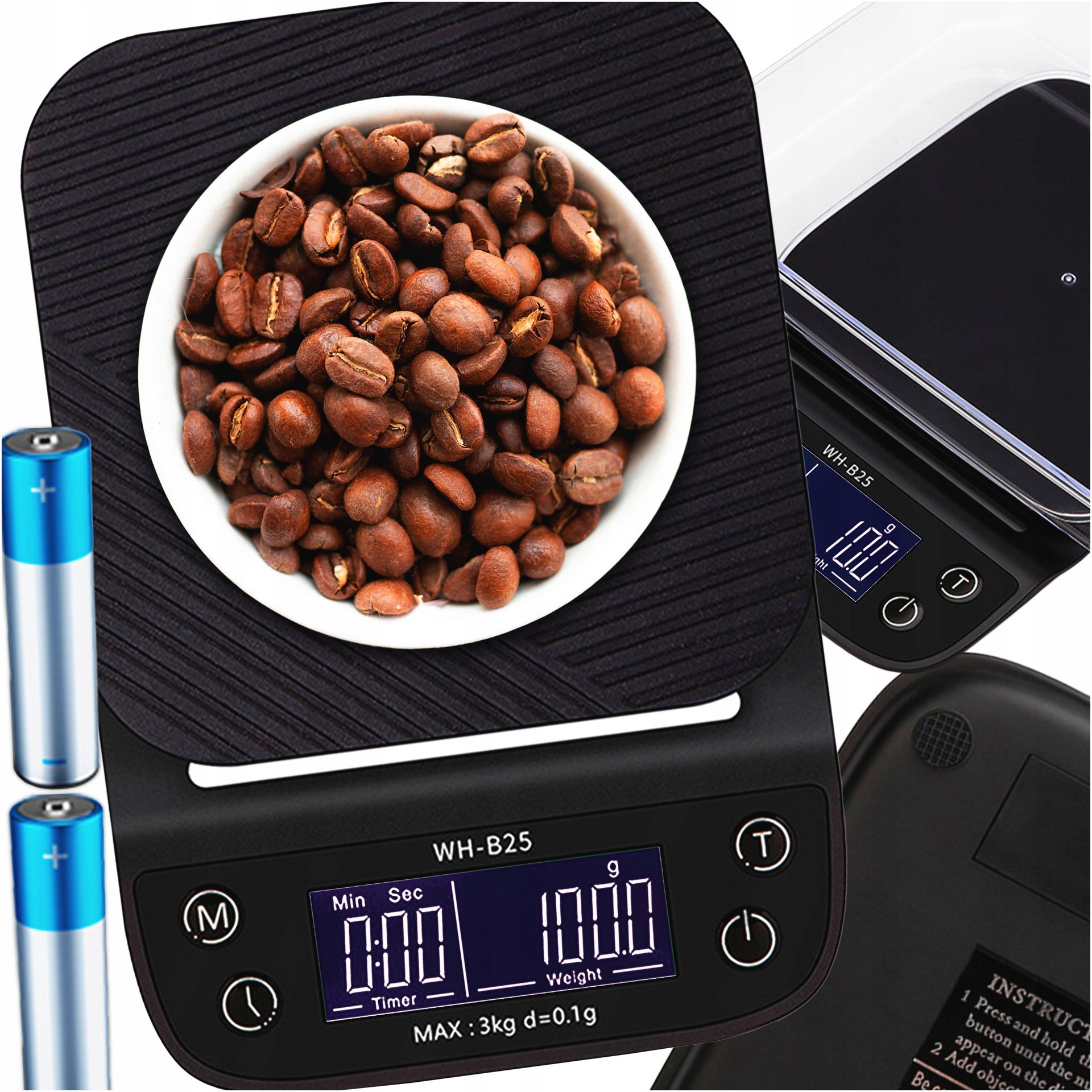 Waga Kuchenna Elektroniczna Minutnik Precyzyjna 3KG Licznik Parzenie Kawy