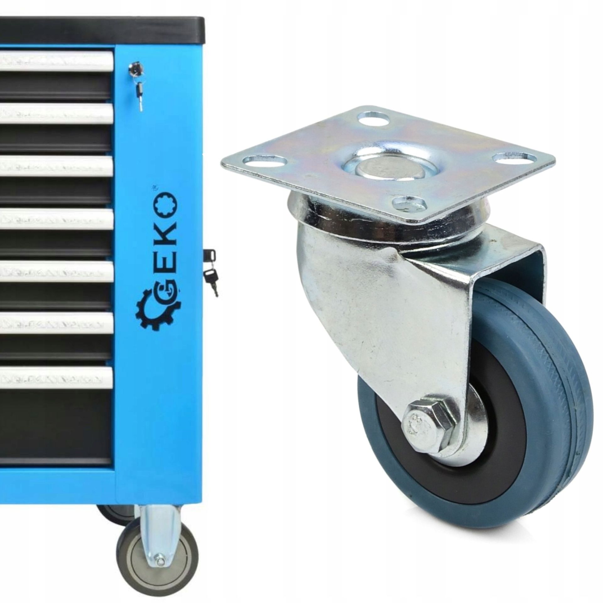 Koło Obrotowe Skrętne Gumowe Do Wózka Szafki Pp 50 mm G71500 Geko