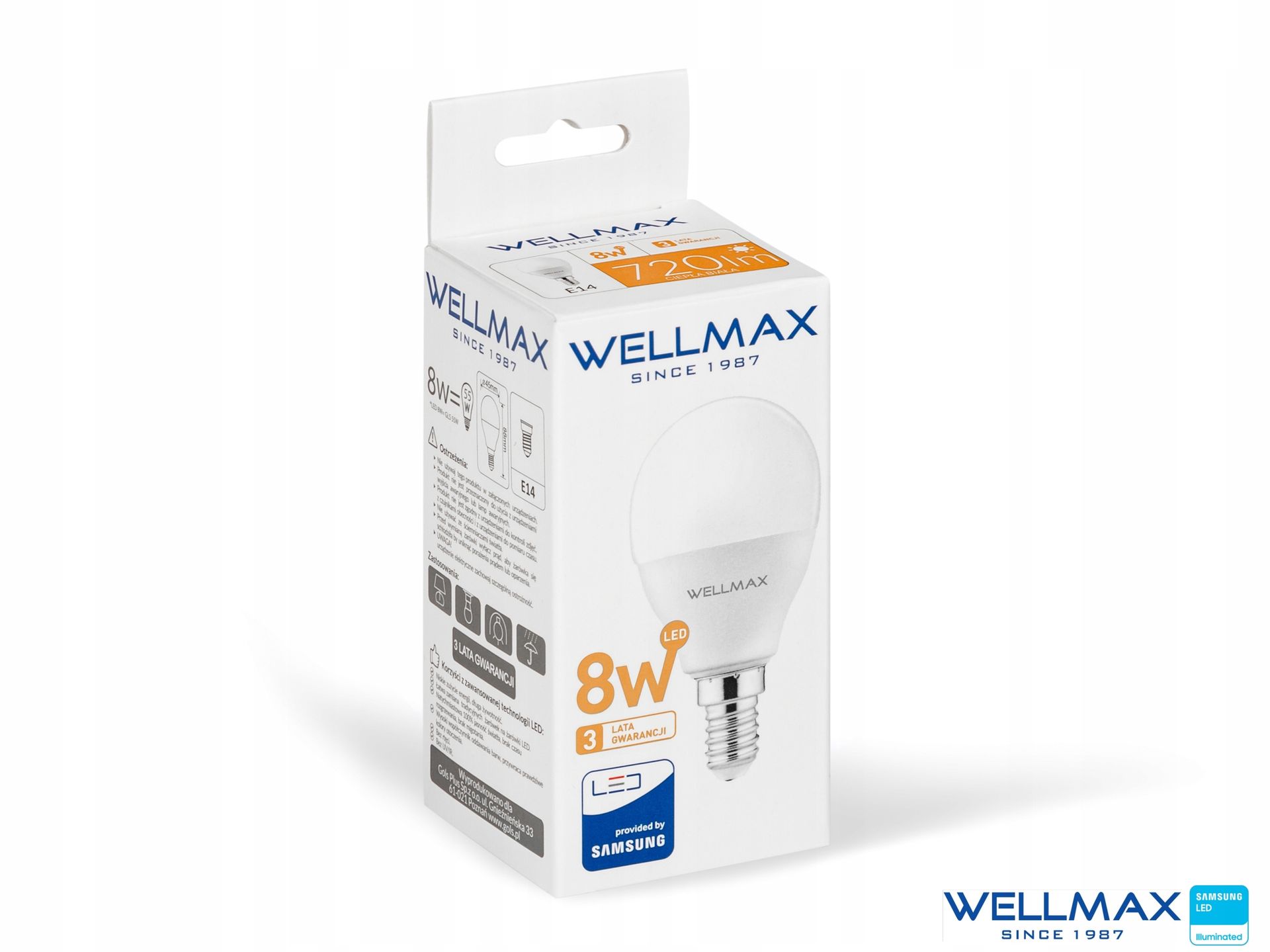 Żarówka Wellmax Samsung Kulka E14 640lm 8W Ciepła