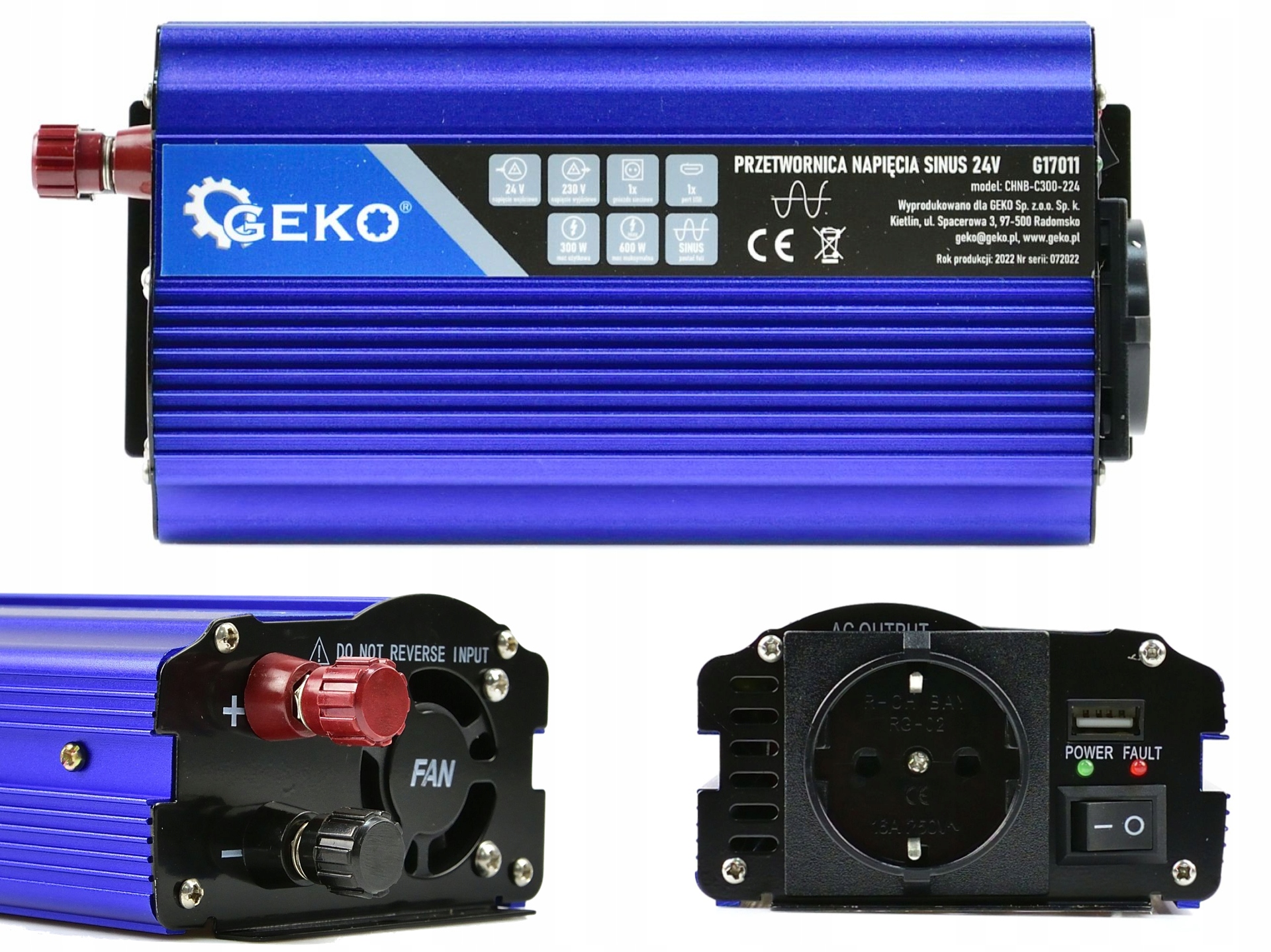 Przetwornica Napięcia Czysty Sinus 24/230V 600W