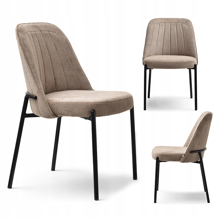 Krzesło Przyszywane Na Eksponowanej Podstawie Z Metalu Ernest Beż