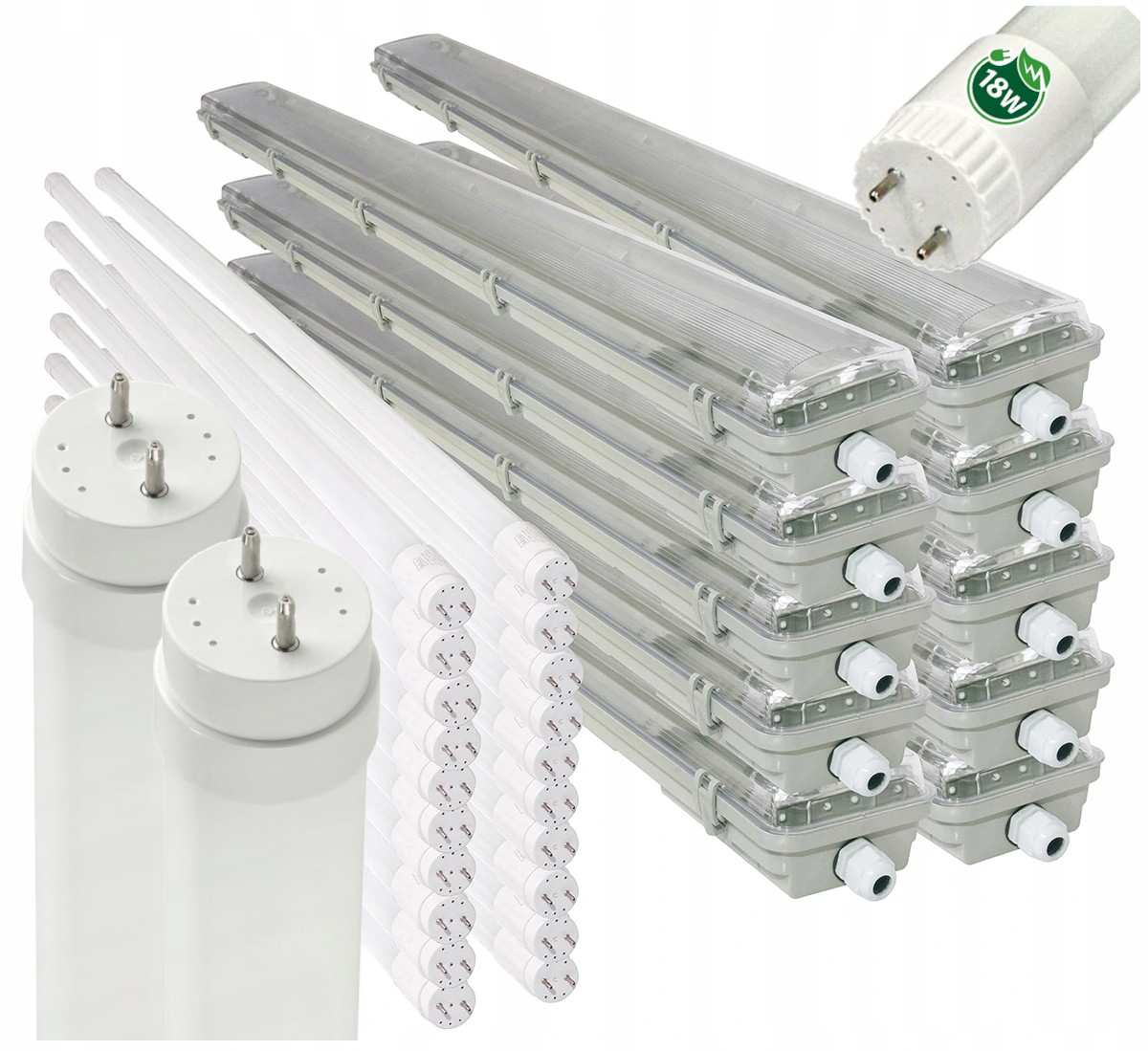 10x Oprawa Hermetyczna 120cm lampa świetlówki Tuby 20x Led Garażowa