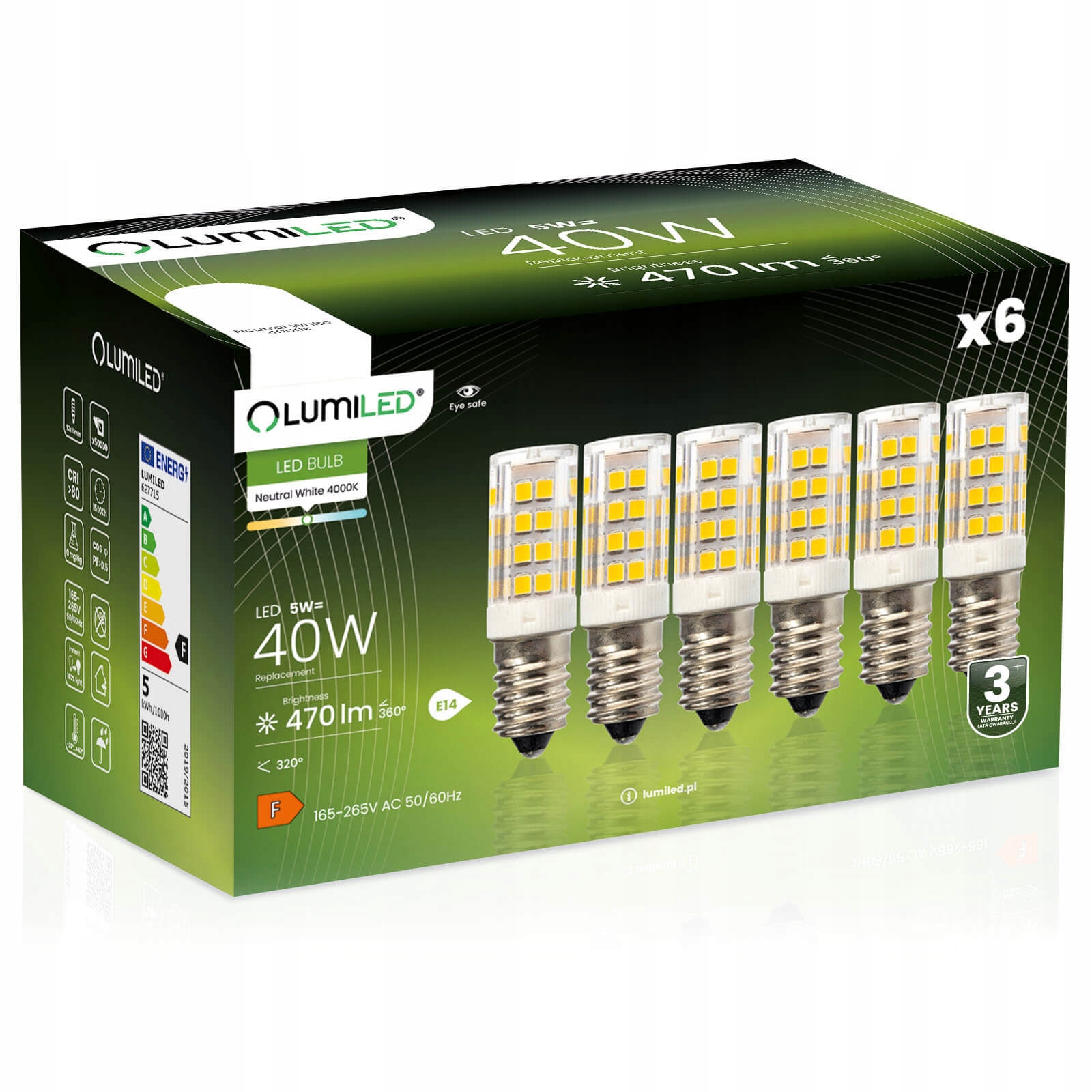 6x Żarówka Led E14 T25 5W 4000K Do Lodówki Lumiled