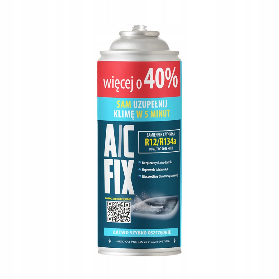 Ac Fix Gaz Czynnik R134a +40% klimatyzacja do aut 1994-2016 626g Duża Pucha