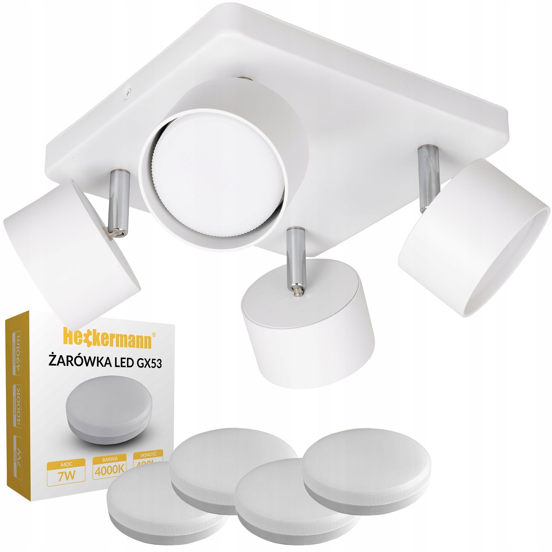 Lampa Sufitowa Spot Led Light 4 Punktowa Żarówki