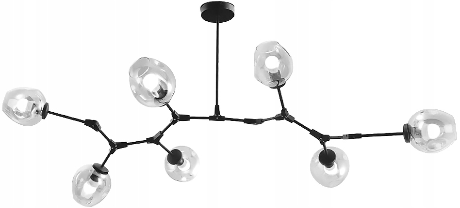 Lampa Wisząca Sufitowa Czarna Szklane Kule 7 E27