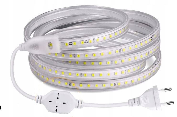 Taśma 230V Led Pasek Smd 4040 Elastyczna Listwa 2m zimna 6000 bez zasilacza