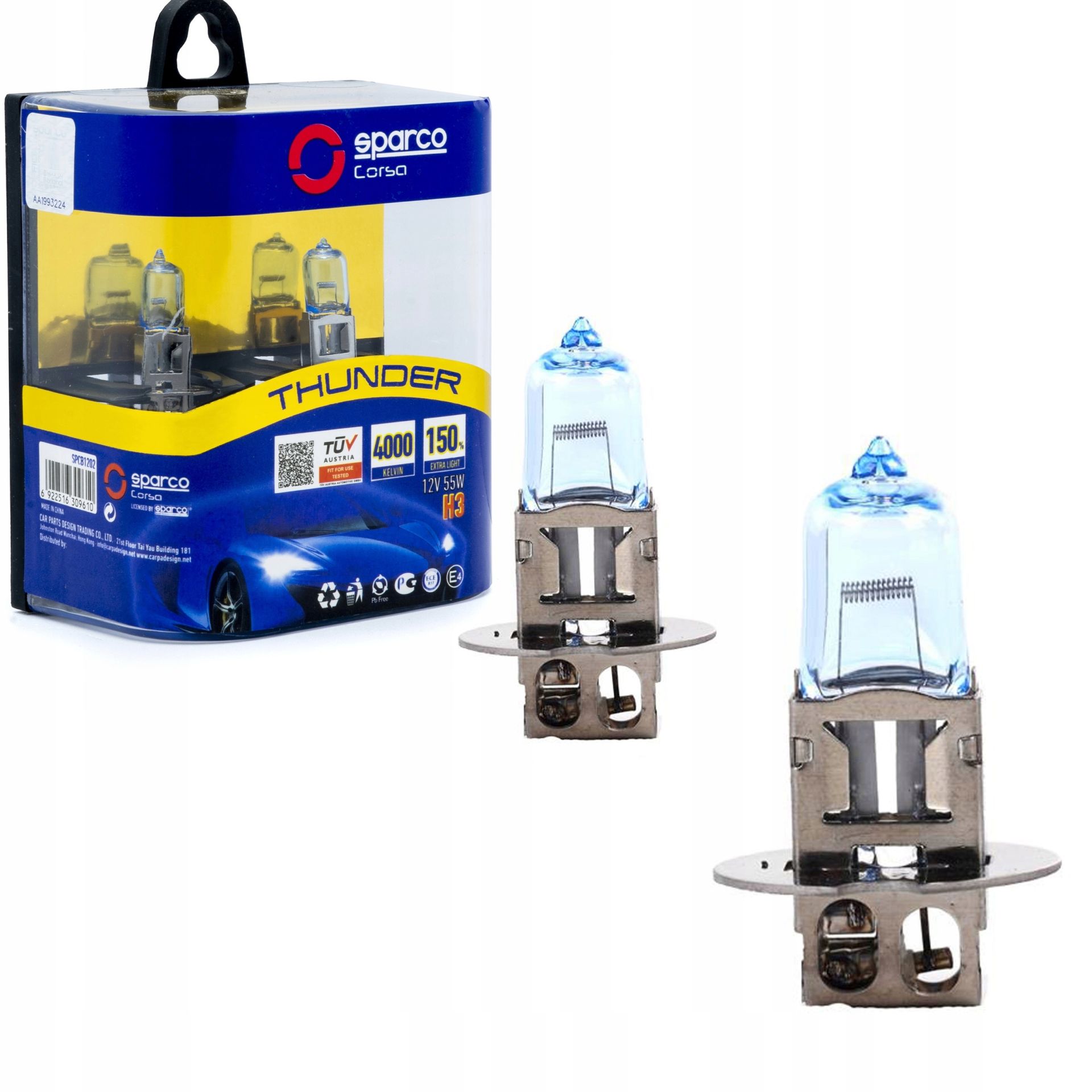 Sparco Żarówki H3 +150% 12V 55W 4000K
