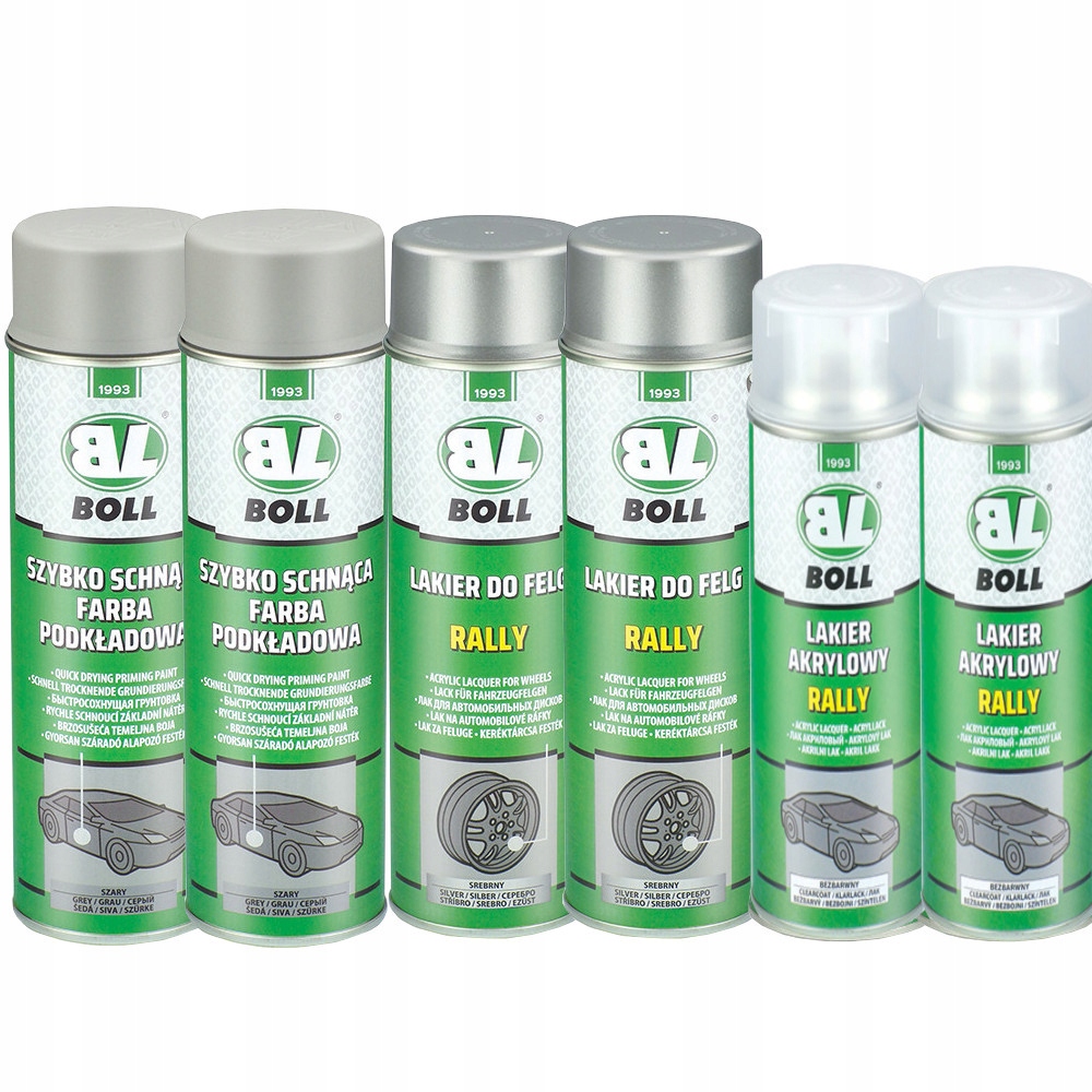 Duży Zestaw Do Odnowienia Regeneracji Naprawy Malowania Felg Srebrny Boll