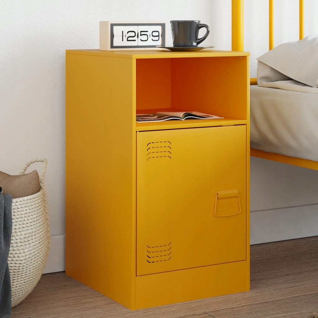 Szafki Nocne 2 Szt. Musztardowe 34,5X39X62CM Stal