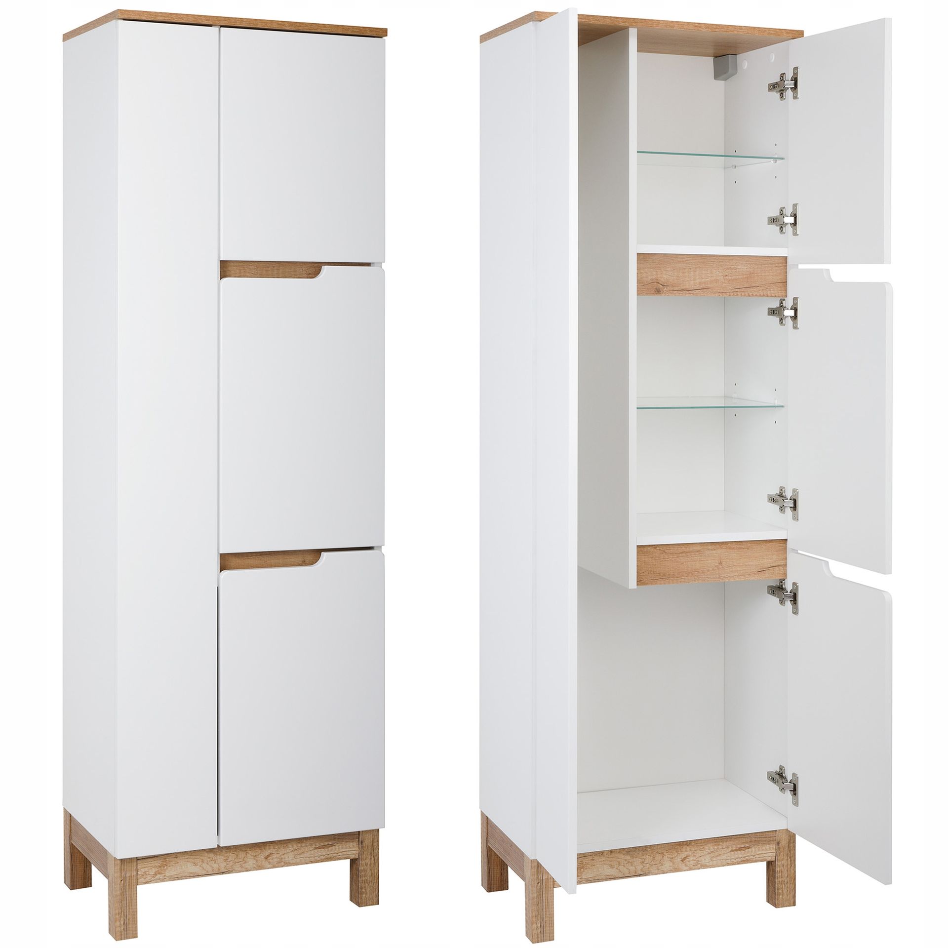 Słupek łazienkowy szafka stojąca na mopa regał biały połysk 55 cm