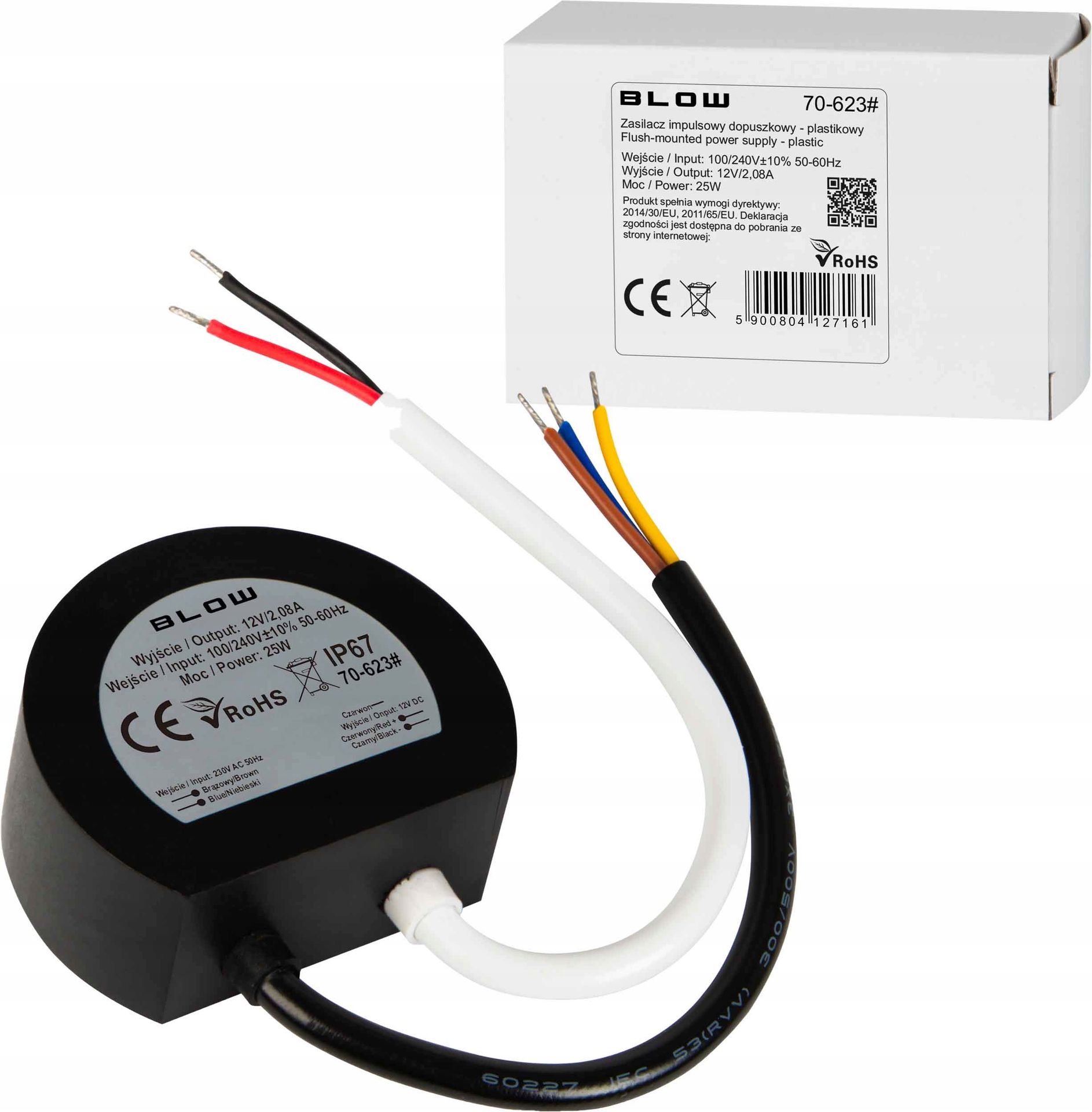 Zasilacz 25W 12V 2,08A IP67 Do Taśma Led Rgb Dopuszkowy