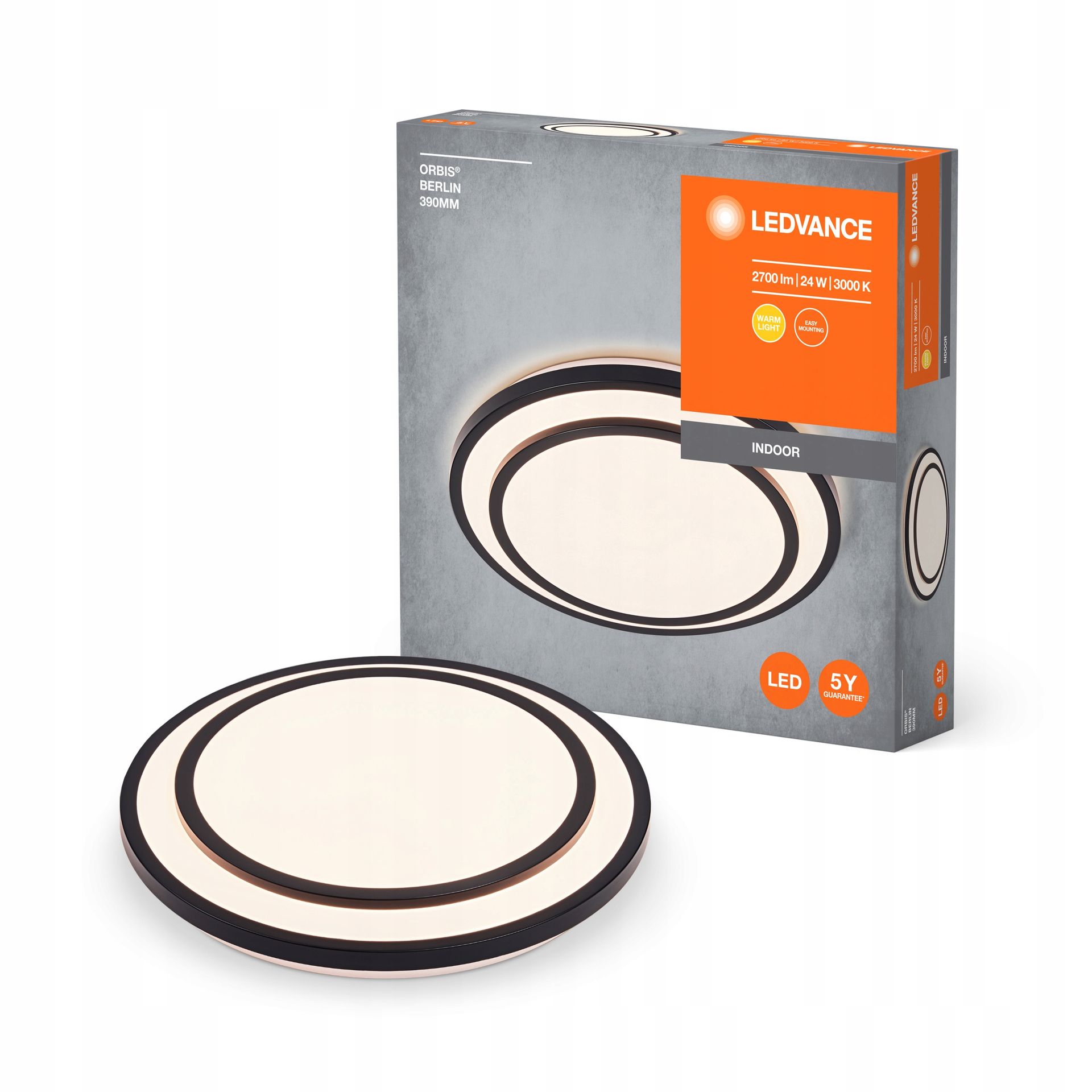 Ledvance Orbis Berlin plafon Led 24W 2700lm 3000K średnica 39cm