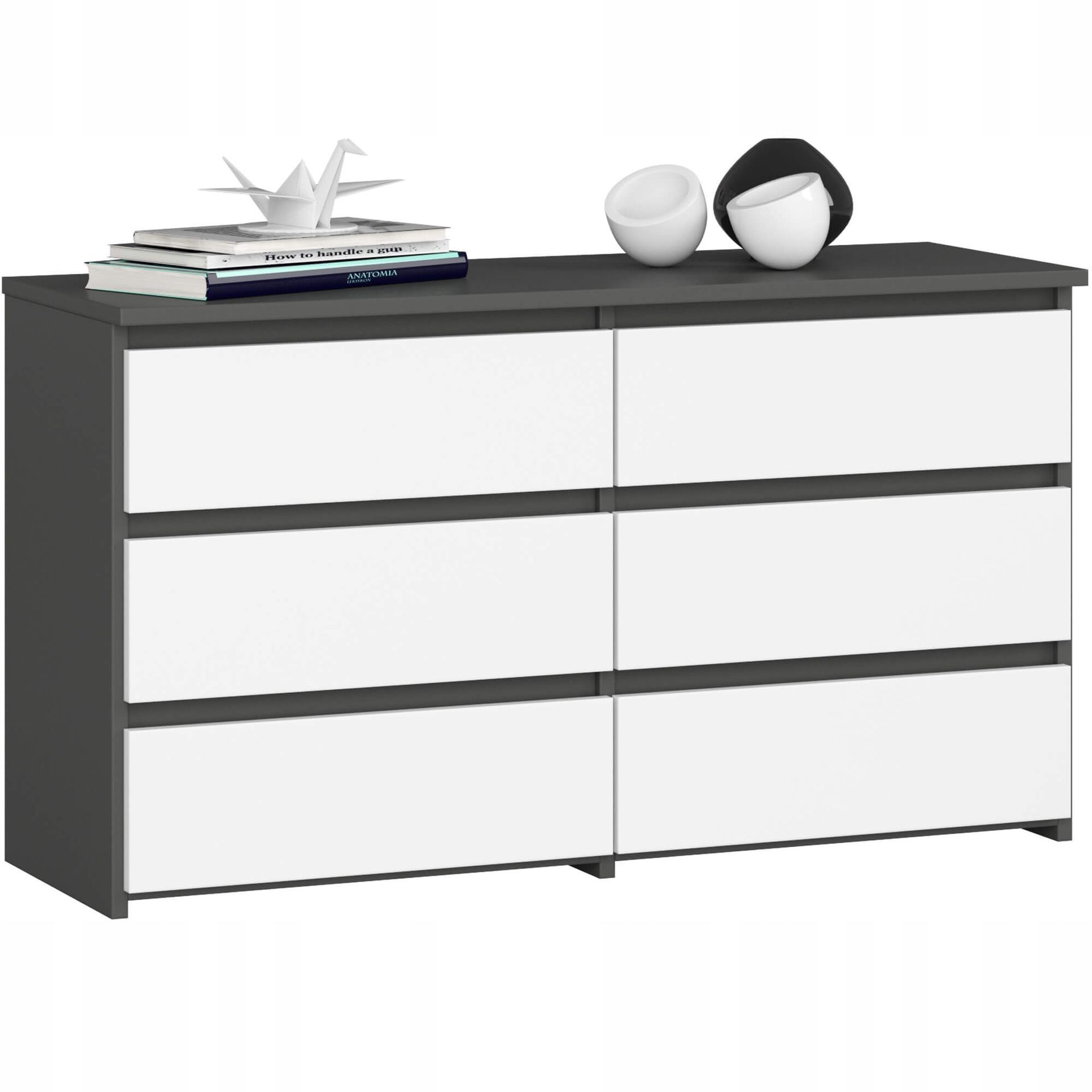 Komoda CL100 6SZ Szara Biała