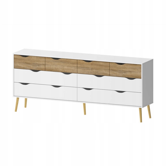 Komoda biala duża matowa z szufladami dąb Sonoma 196 cm x 40 x 82
