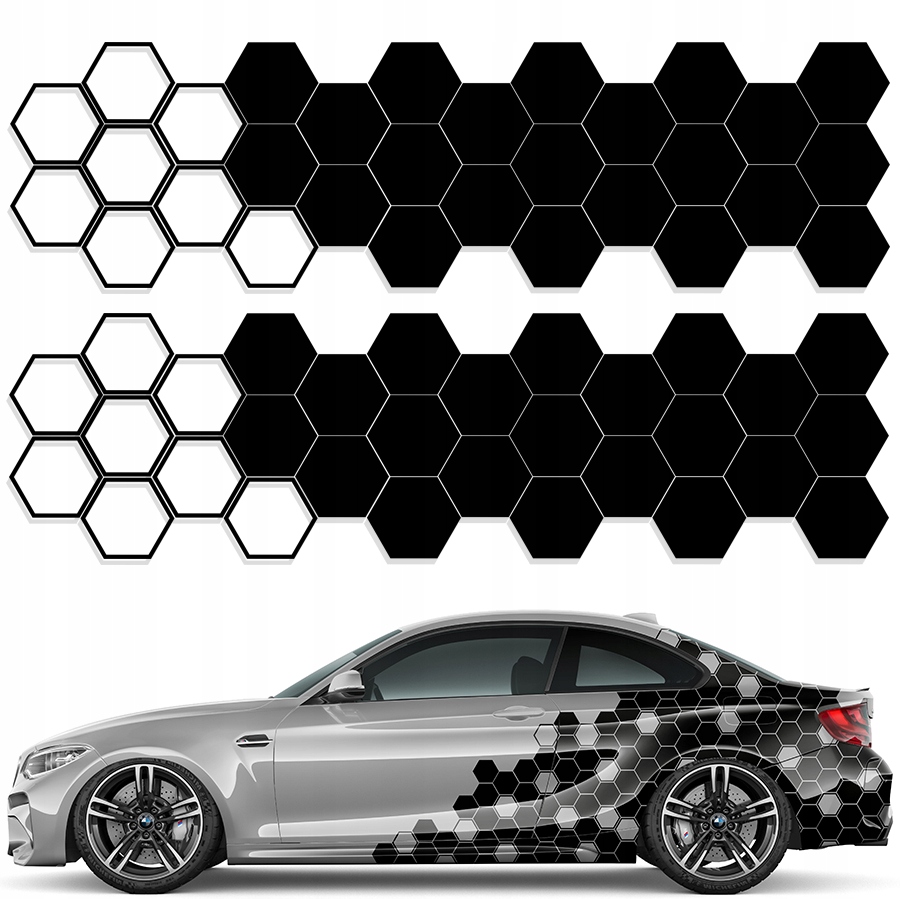 Naklejki na Auto Motyw Hexagon 60 sztuk 15cm