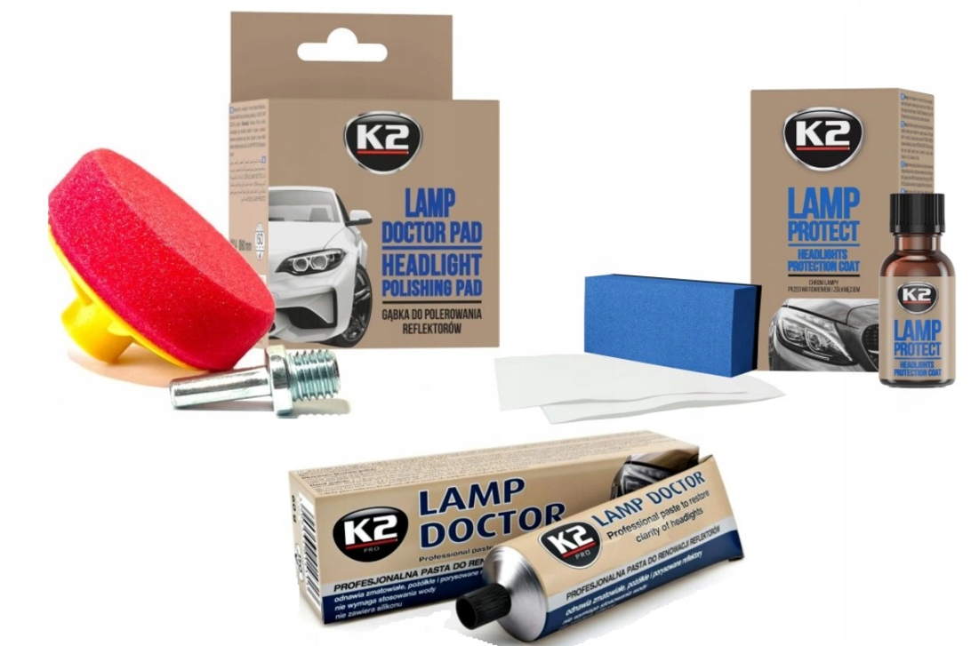 Zestaw K2 Odnowy Polerki Reflektorów Pasta Powłoka