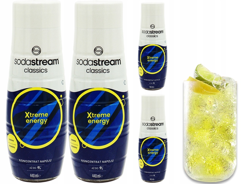 4x Syrop Sodastream Xtreme Energy Energetyk Do Saturatora 9L Napoju z 440ml