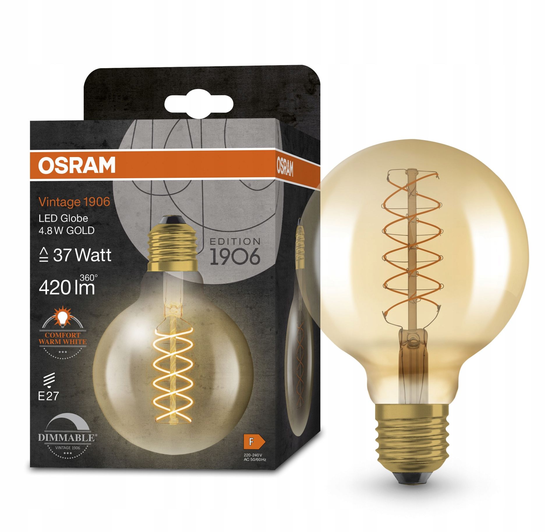 Osram Led żarówka Vintage Glob Gold 4.8W 2200K E27 DIM 95mm
