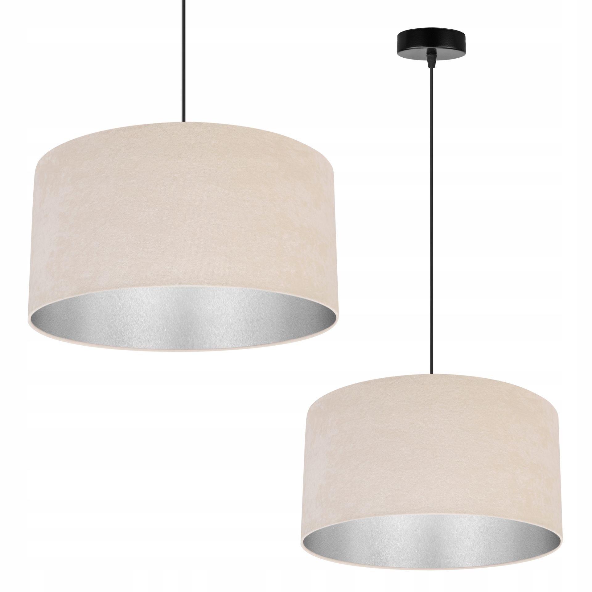 Lampa Sufitowa Wisząca Żyrandol Pojedyncza Chrom Abażur Glamour Do Pokoju