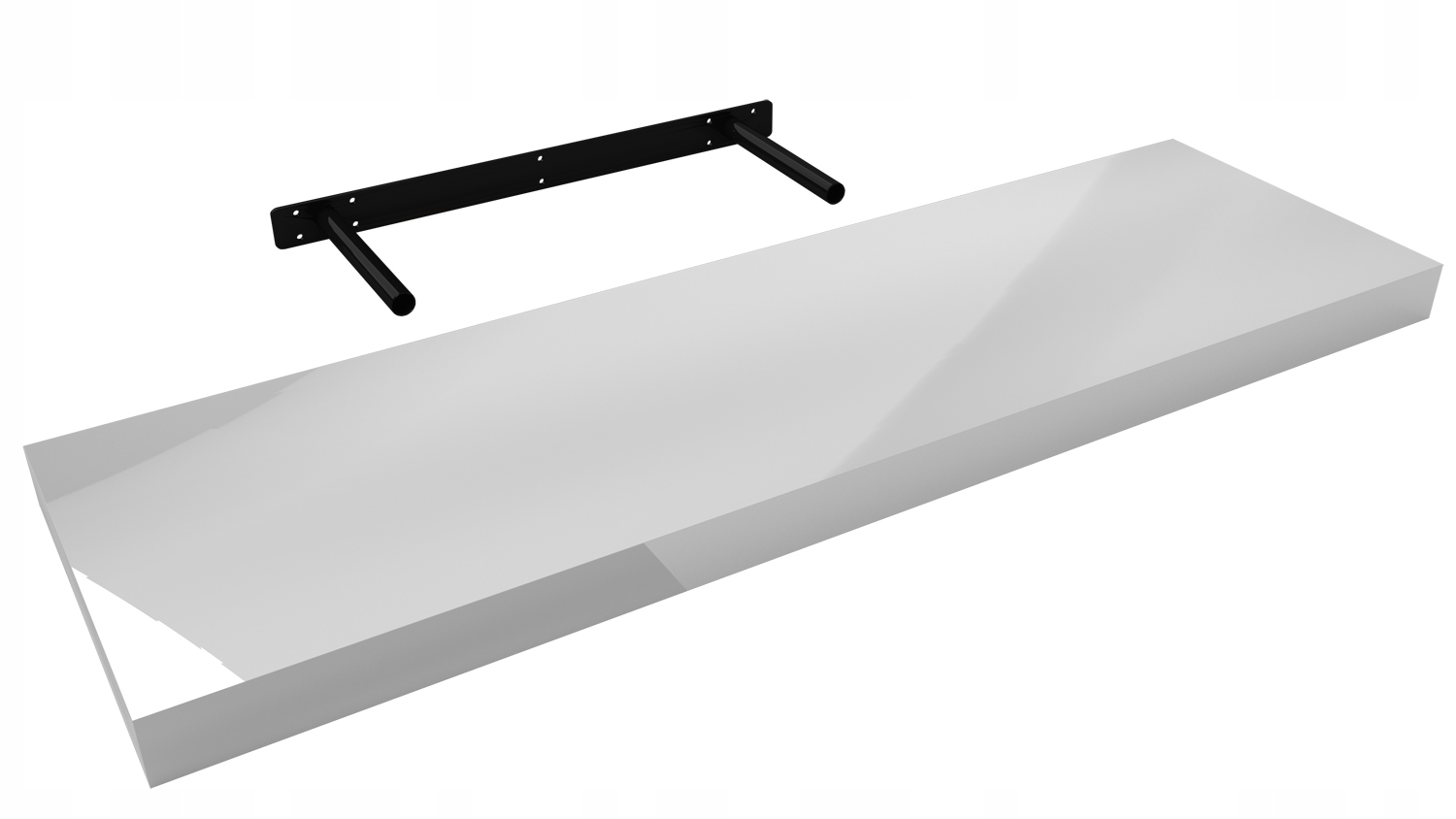 Półka ścienna samowisząca Biała wysoki połysk Fsg 80x23