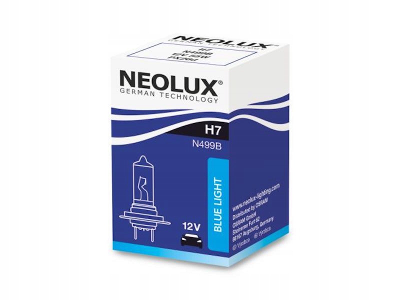 Żarówka reflektora świateł przednich H7 55W 12V PX26D Blue Light