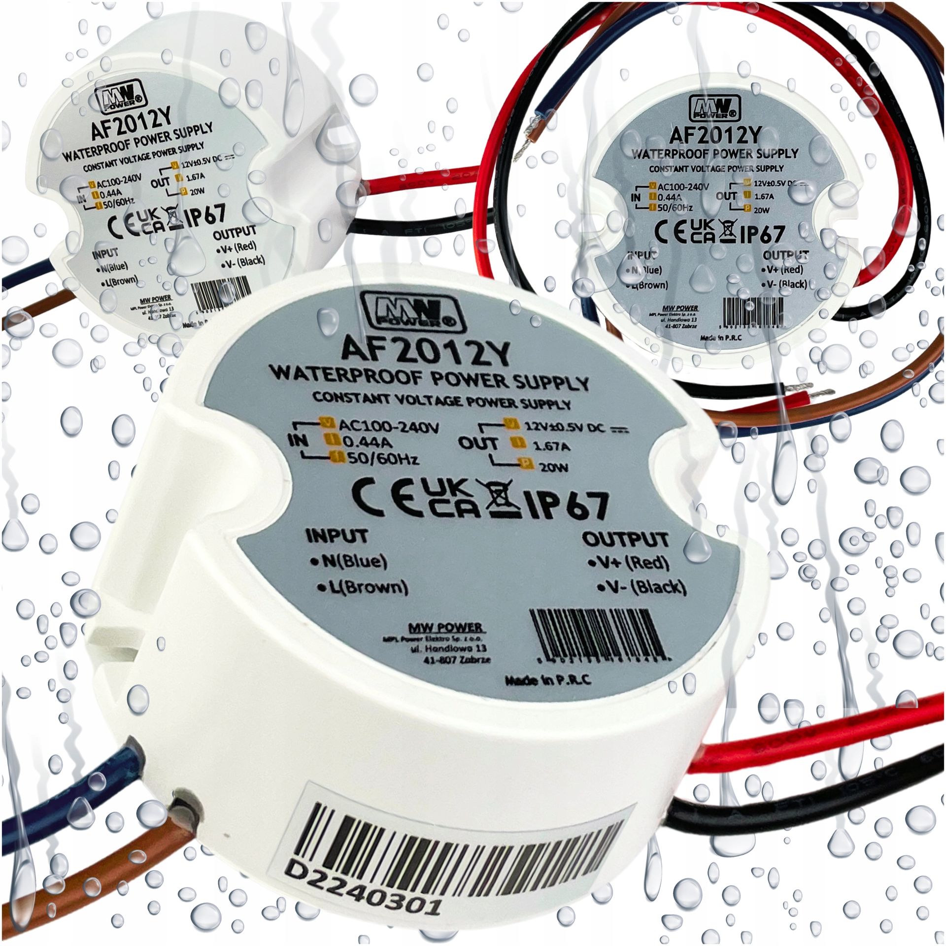 Zasilacz Dopuszkowy 12V 15W 1.25A Wodoodporny Do Lampy Lampek Wodoszczelny