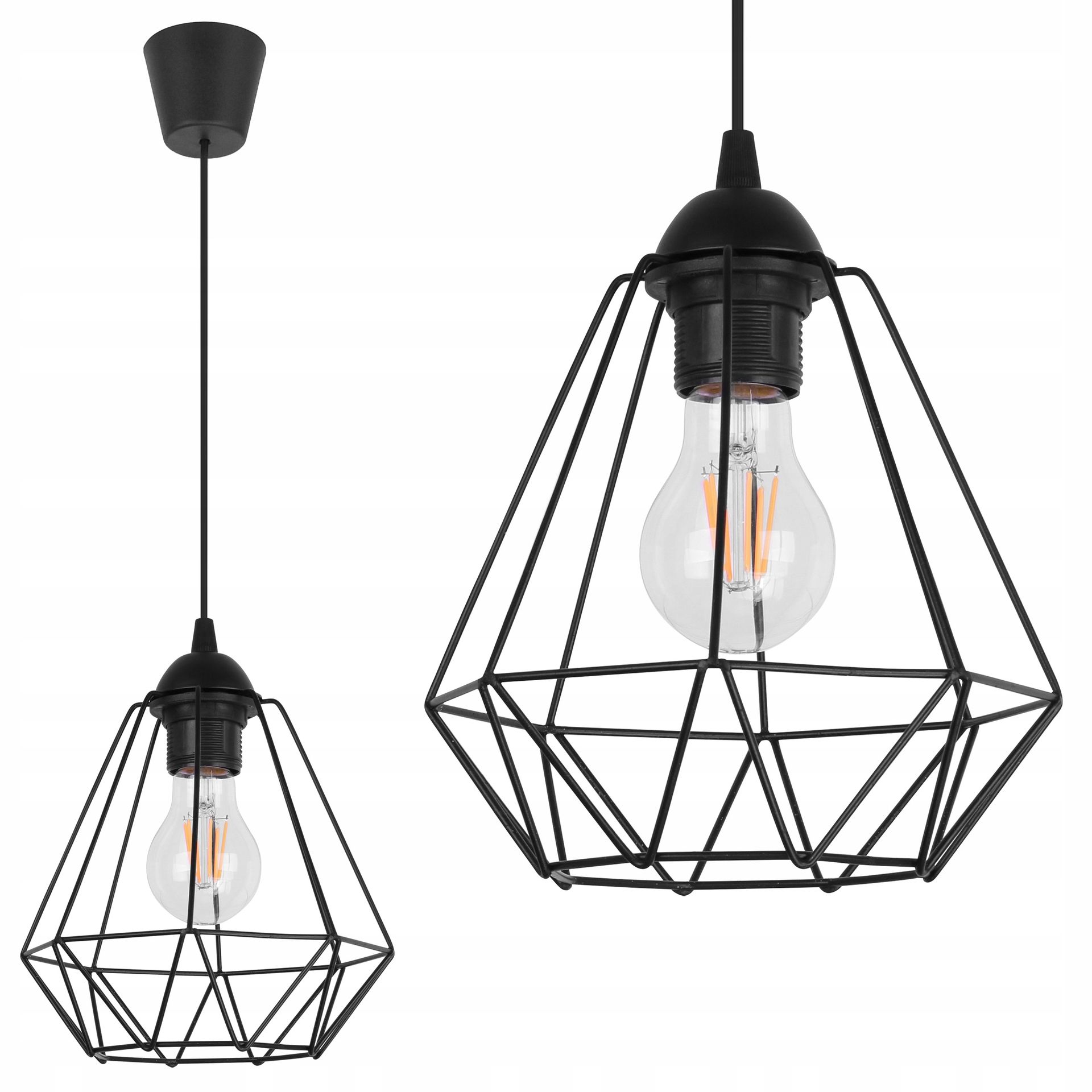 Lampa Sufitowa Wisząca Diament Loft Z Drutu