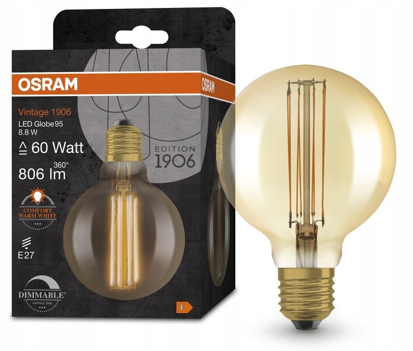 Osram Vintage 1906 Led Globe Żarówka Dekoracyjna 806lm E27