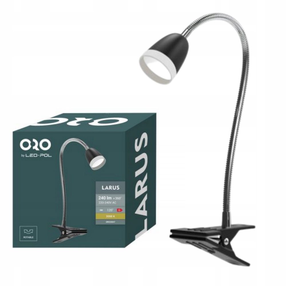 Lampka Led Biurkowa Klips szkolna na biurko Czarna