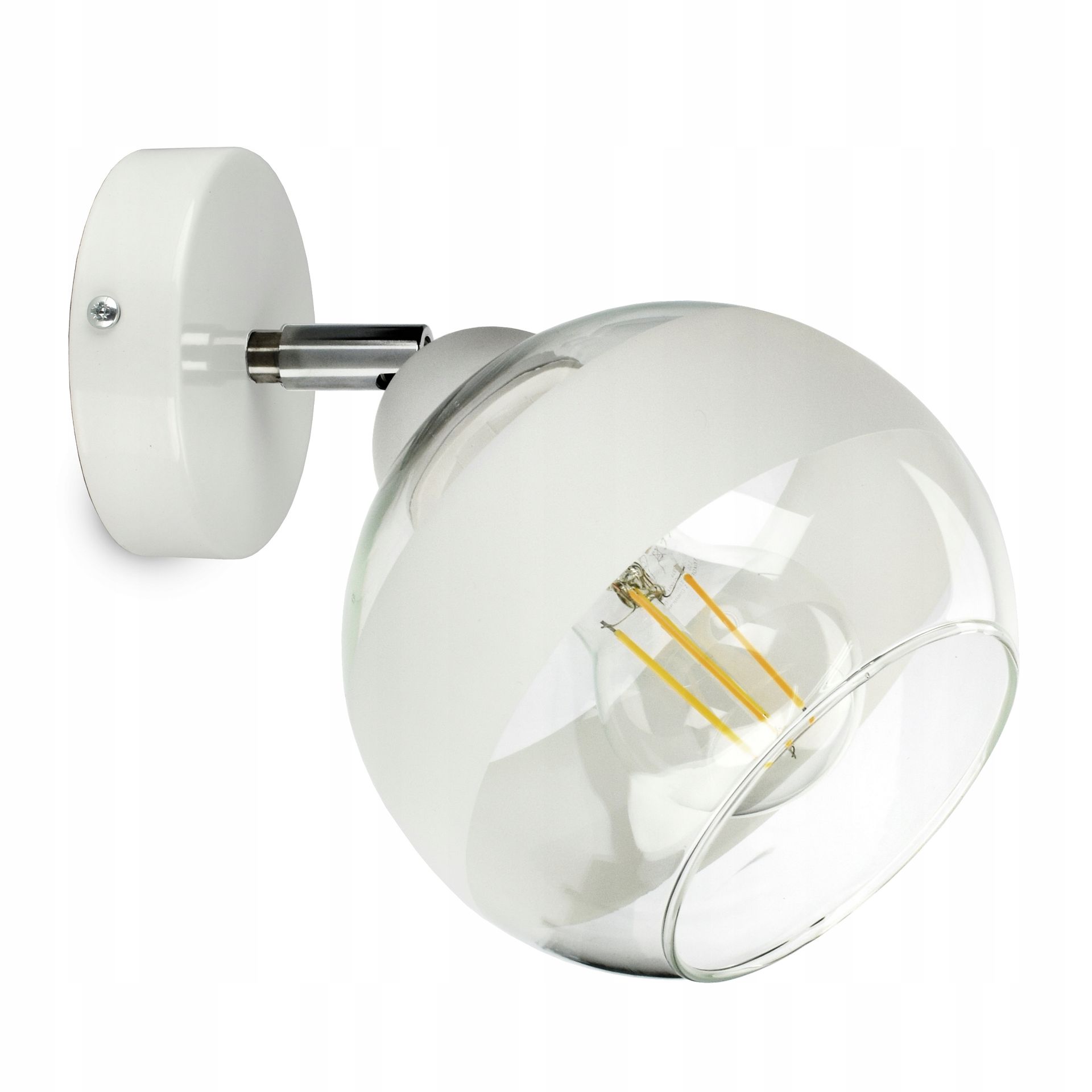 Lampa Ścienna Kinkiet Biała Szklana Kula KG1 White Belt Led E27