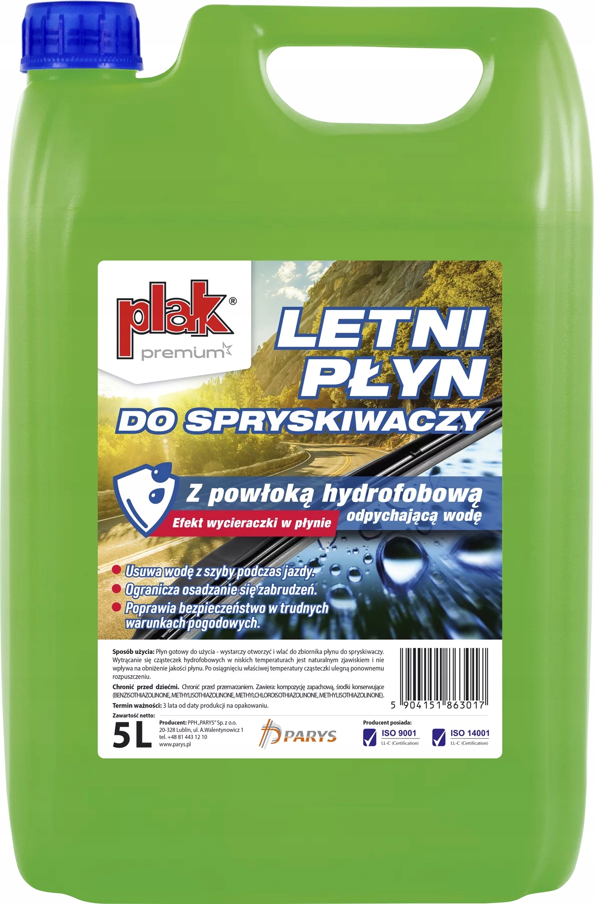 Plak Premium Letni Płyn Do Spryskiwaczy Z Powłoką Hydrofobową 5L