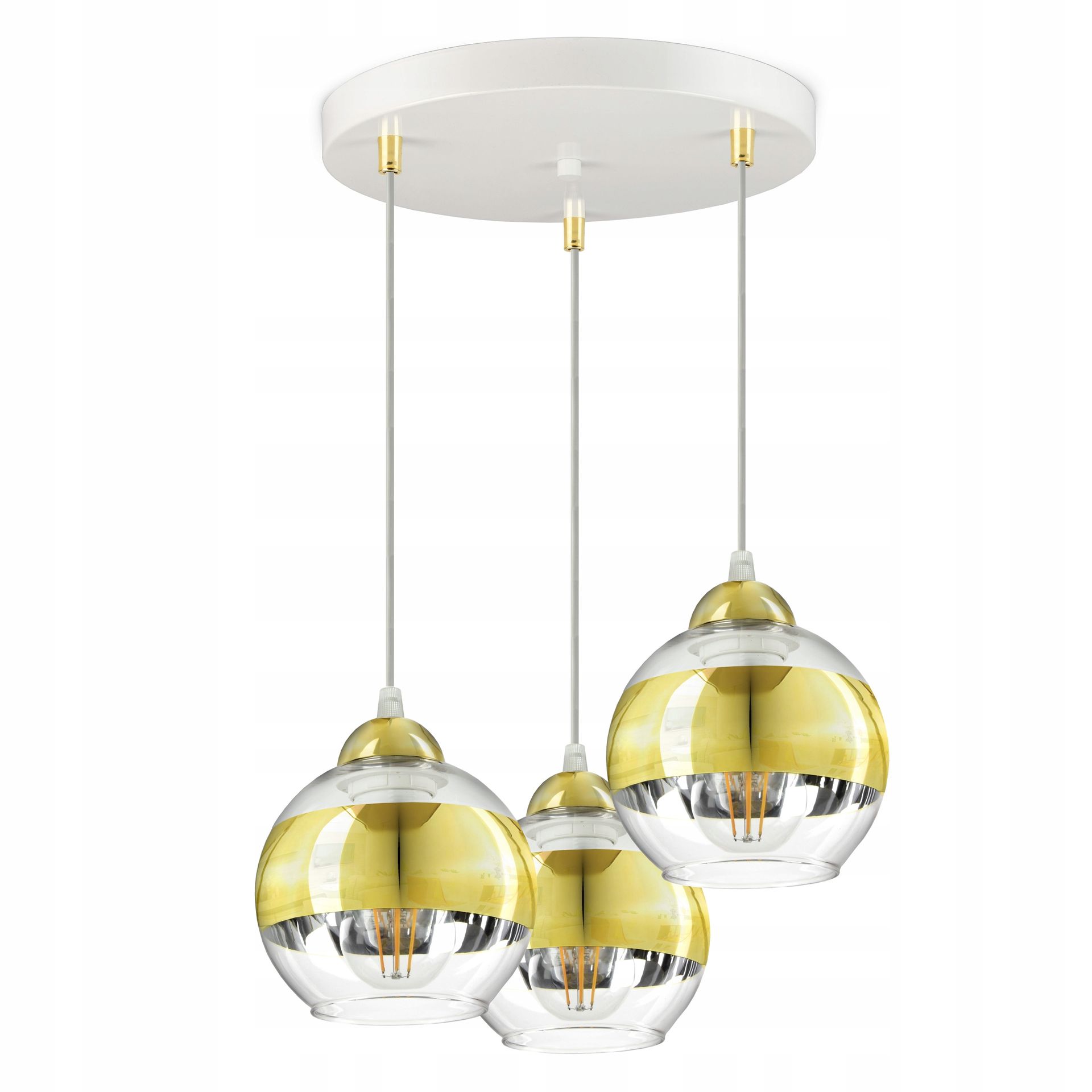Lampa Sufitowa Żyrandol Biała Złota Glass EZ3 Led