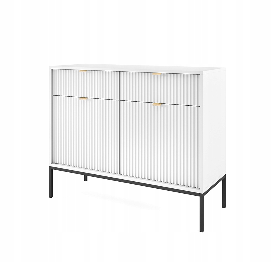 Biała komoda dwudrzwiowa z szufladami Nova KSZ-104